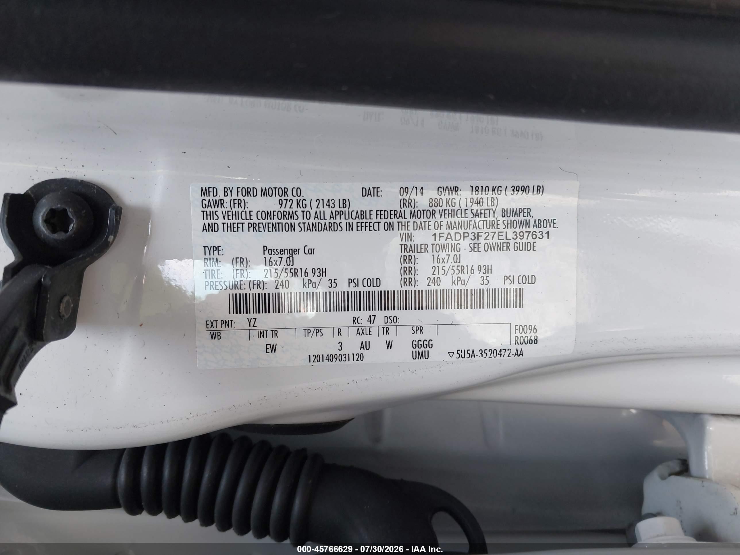 2014 Ford Focus Se White vin: 1FADP3F27EL397631