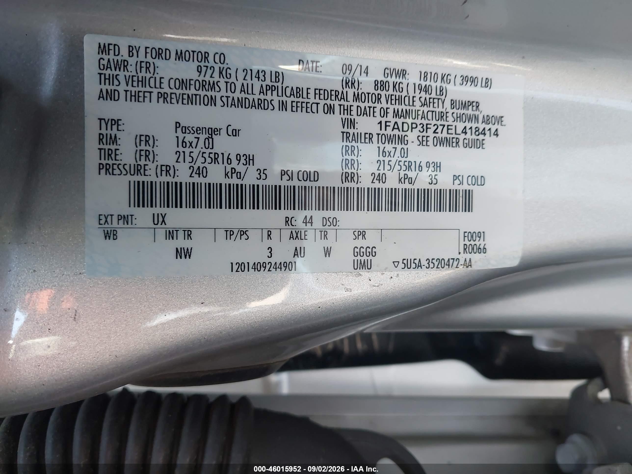 2014 Ford Focus Se Silver vin: 1FADP3F27EL418414