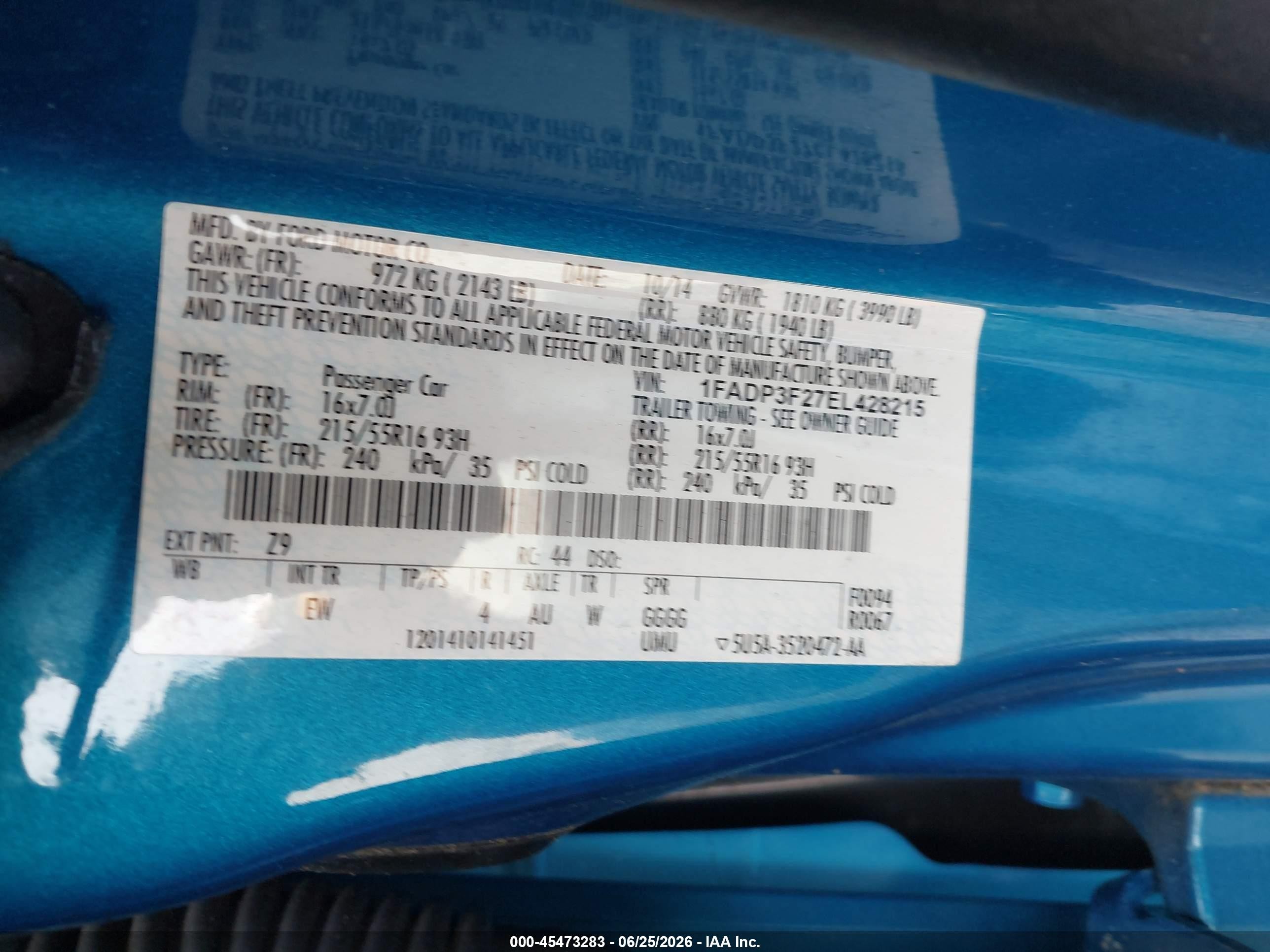 2014 Ford Focus Se Blue vin: 1FADP3F27EL428215