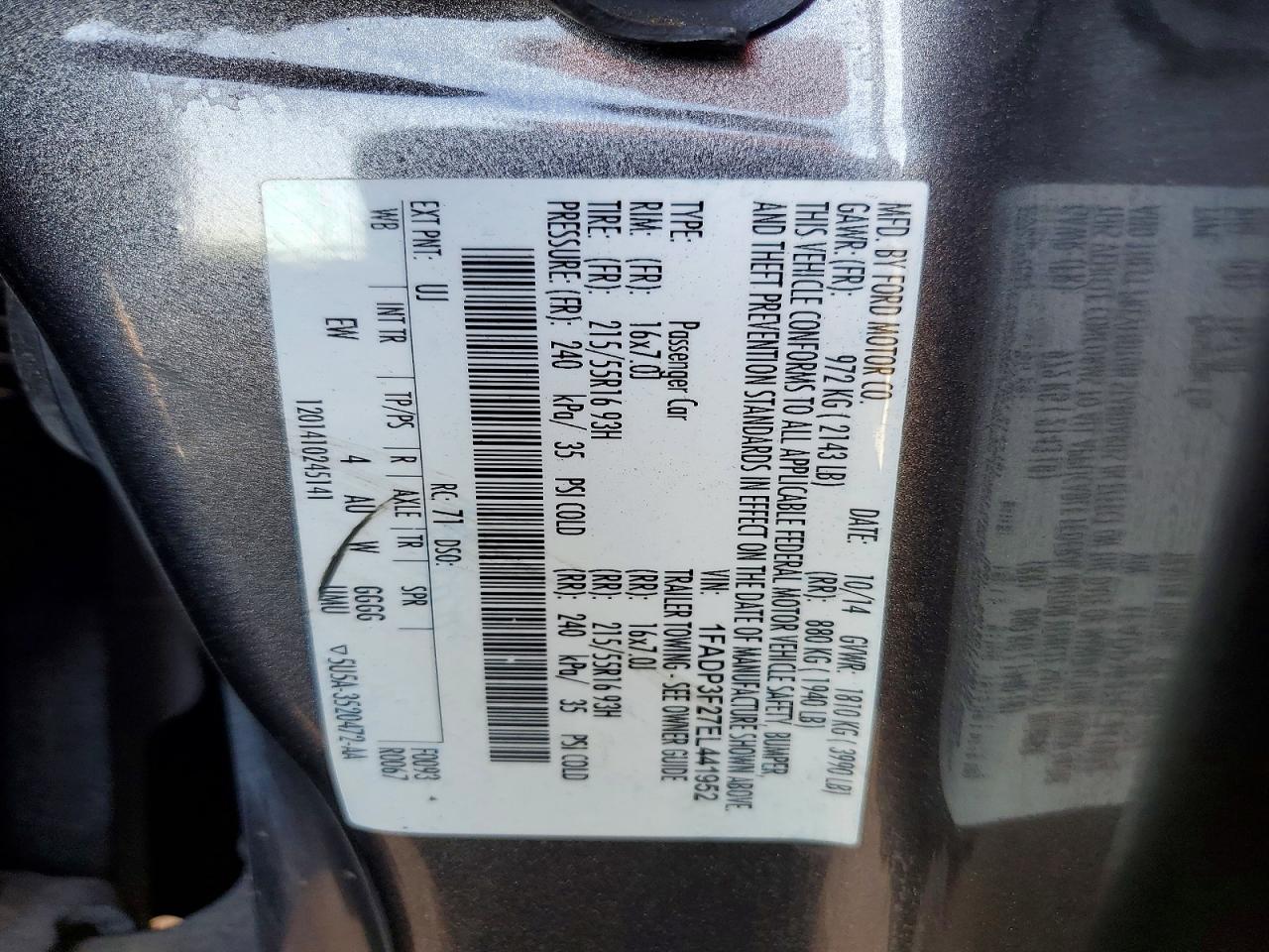 2014 Ford Focus Se Charcoal vin: 1FADP3F27EL441952