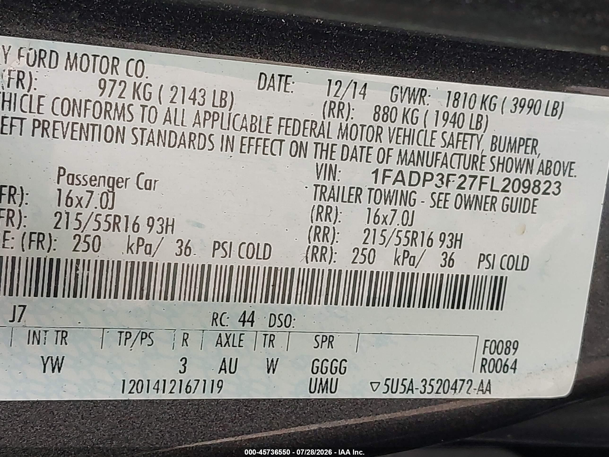 2015 Ford Focus Se Gray vin: 1FADP3F27FL209823