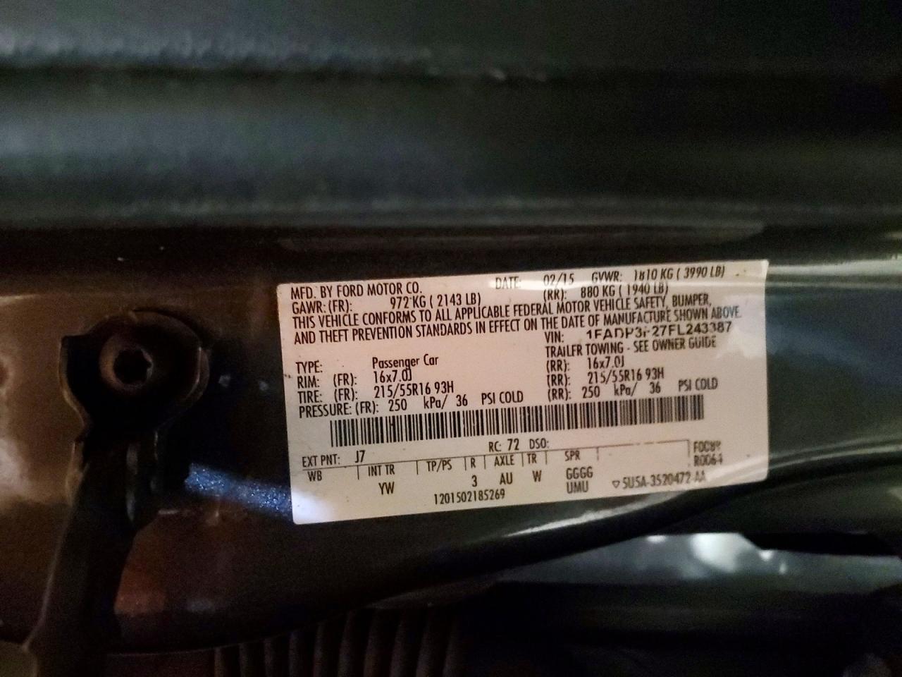 2015 Ford Focus Se Gray vin: 1FADP3F27FL243387