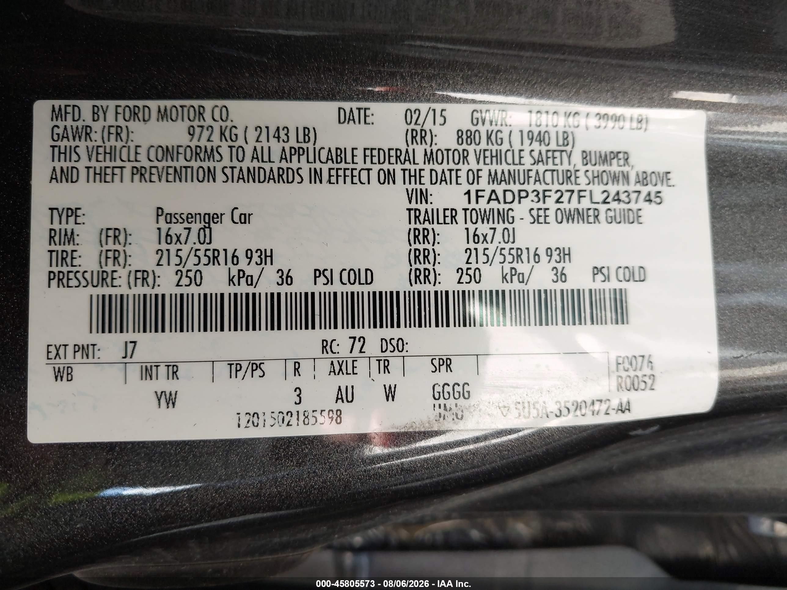 2015 Ford Focus Se Gray vin: 1FADP3F27FL243745