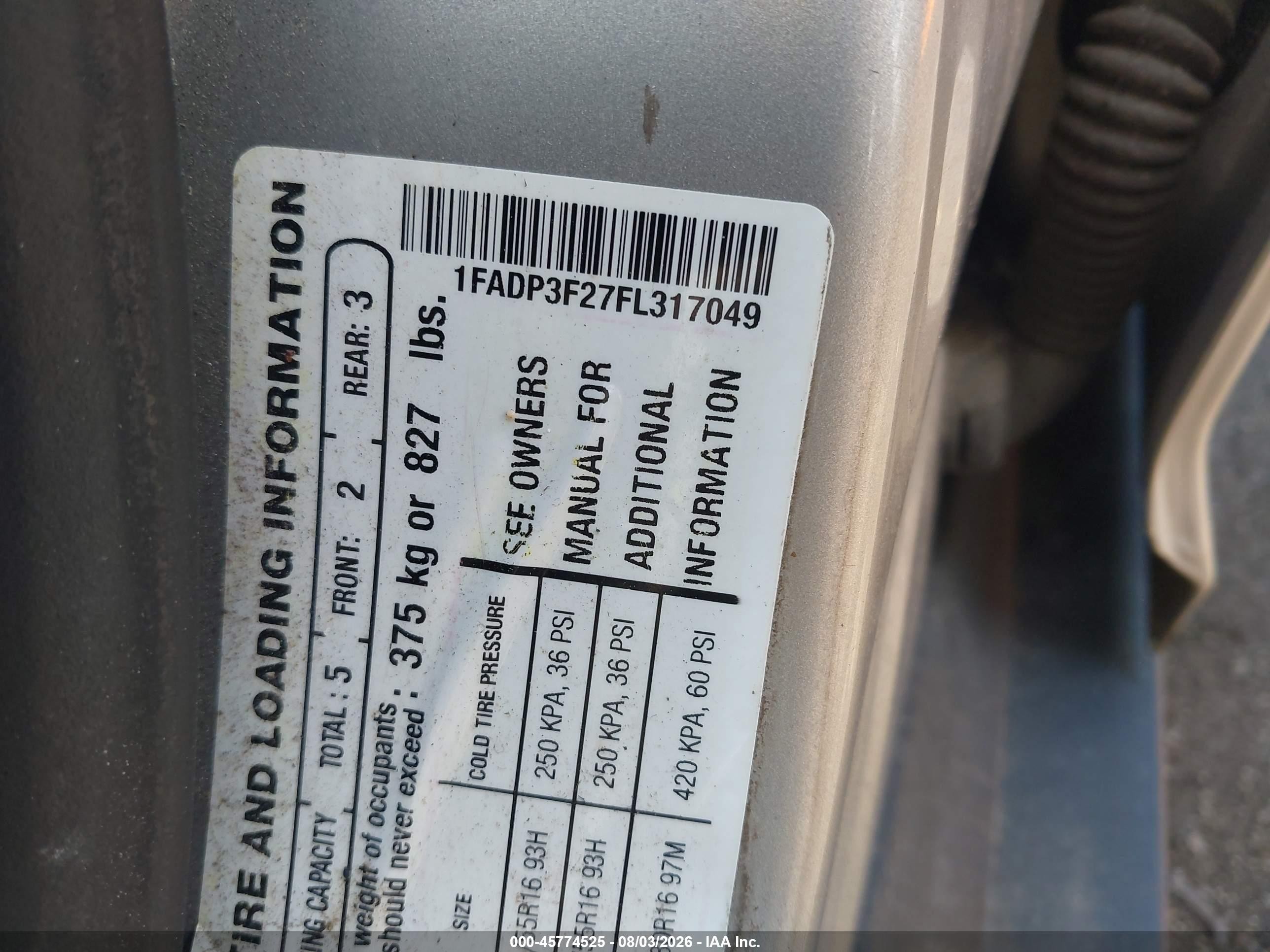 2015 Ford Focus Se Champagne vin: 1FADP3F27FL317049