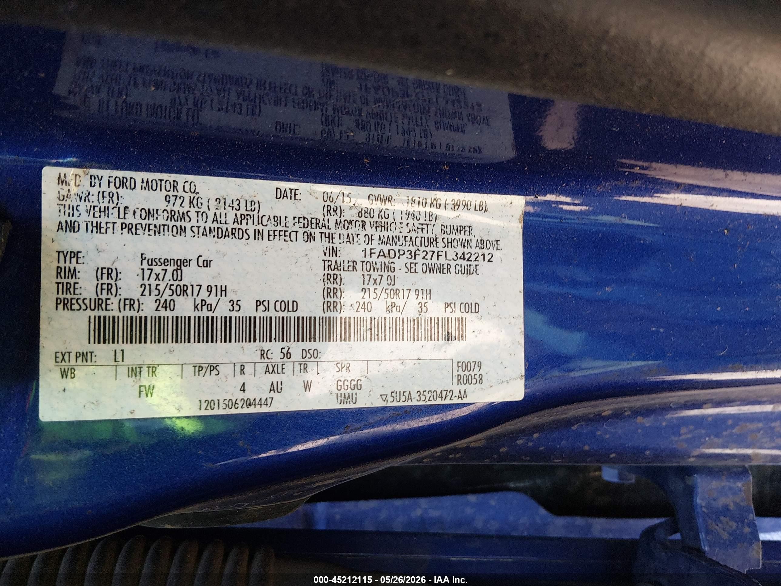 2015 Ford Focus Se Blue vin: 1FADP3F27FL342212