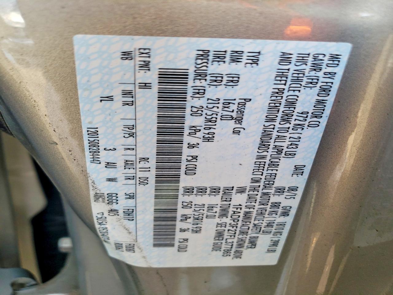 2015 Ford Focus Se Tan vin: 1FADP3F27FL377865