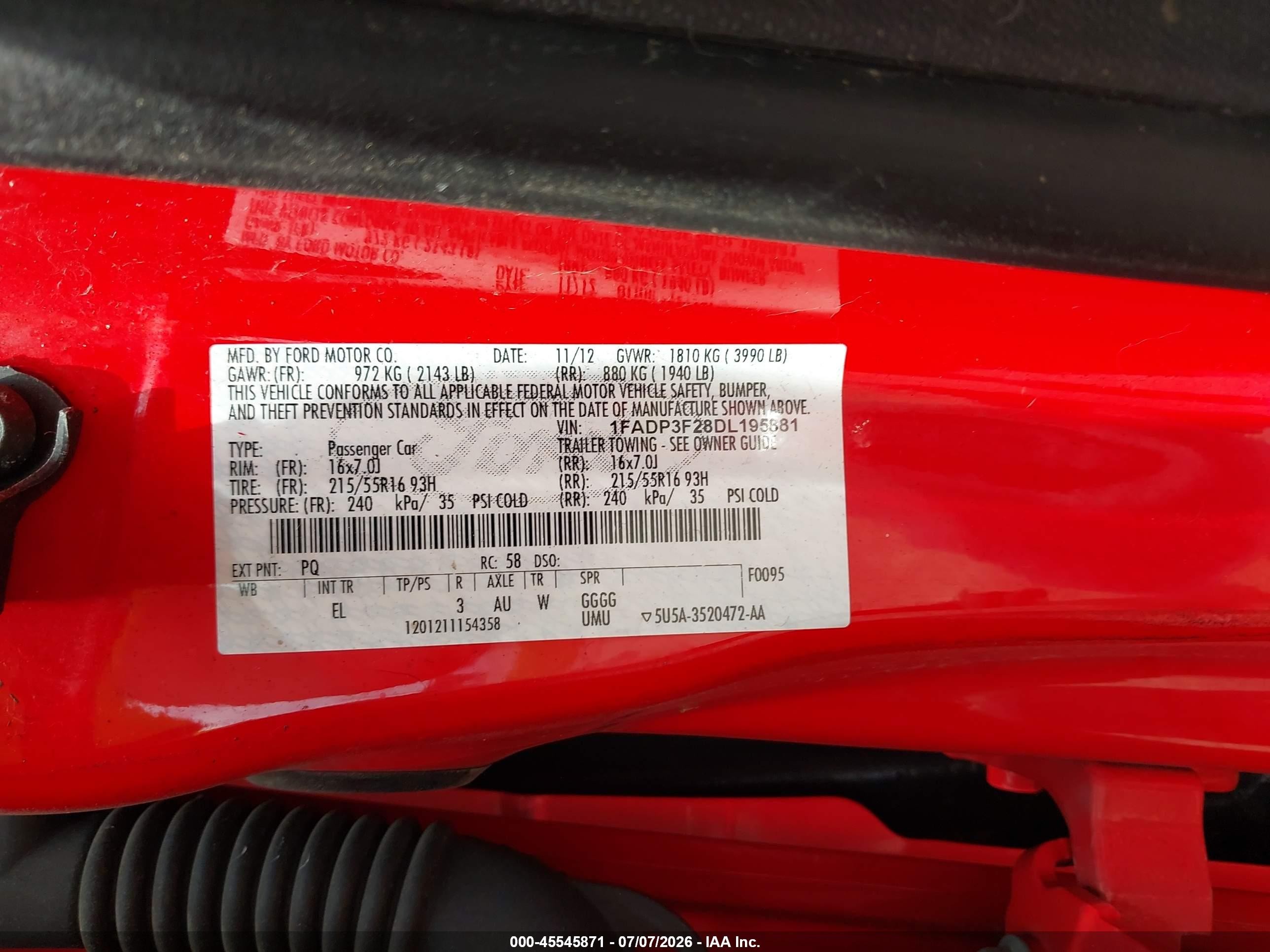 2013 Ford Focus Se Red vin: 1FADP3F28DL195881