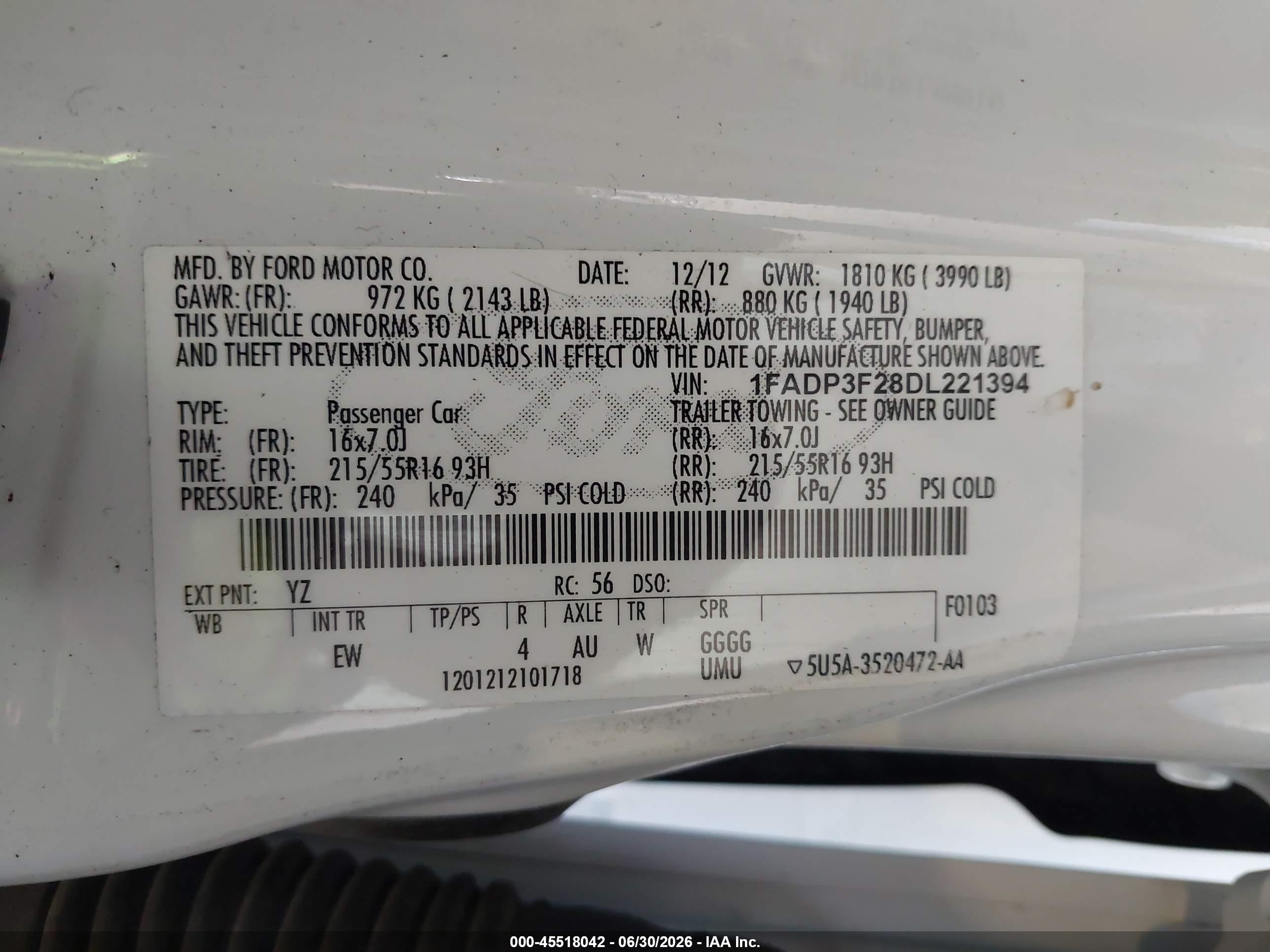 2013 Ford Focus Se White vin: 1FADP3F28DL221394