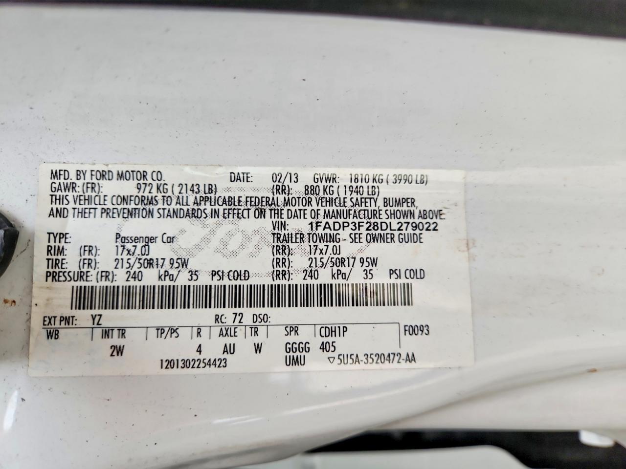 2013 Ford Focus Se White vin: 1FADP3F28DL279022