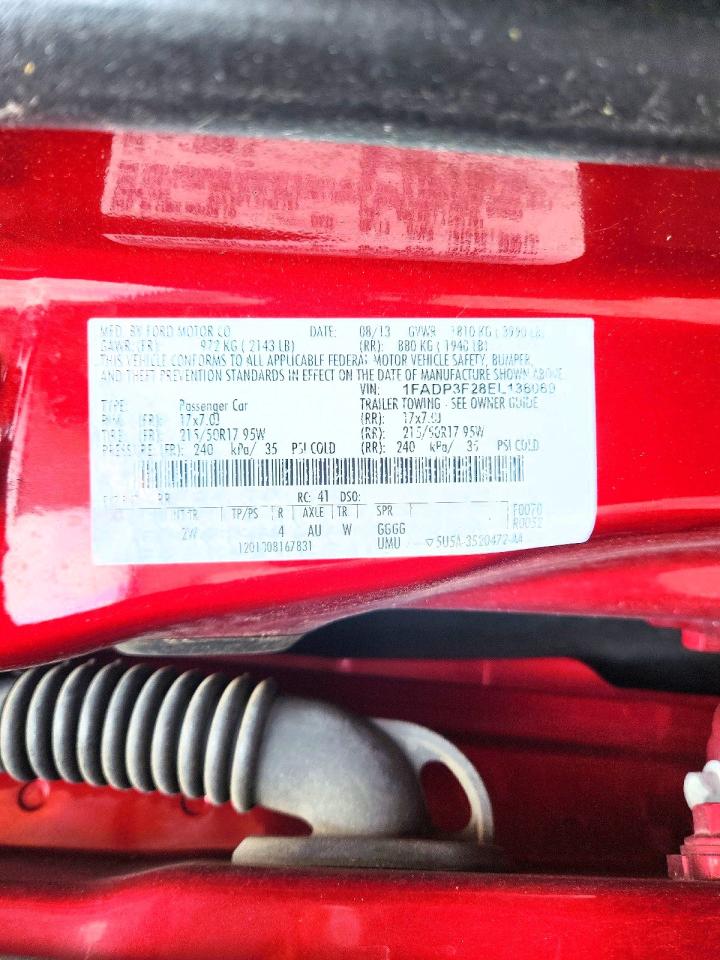 2014 Ford Focus Se Red vin: 1FADP3F28EL136069