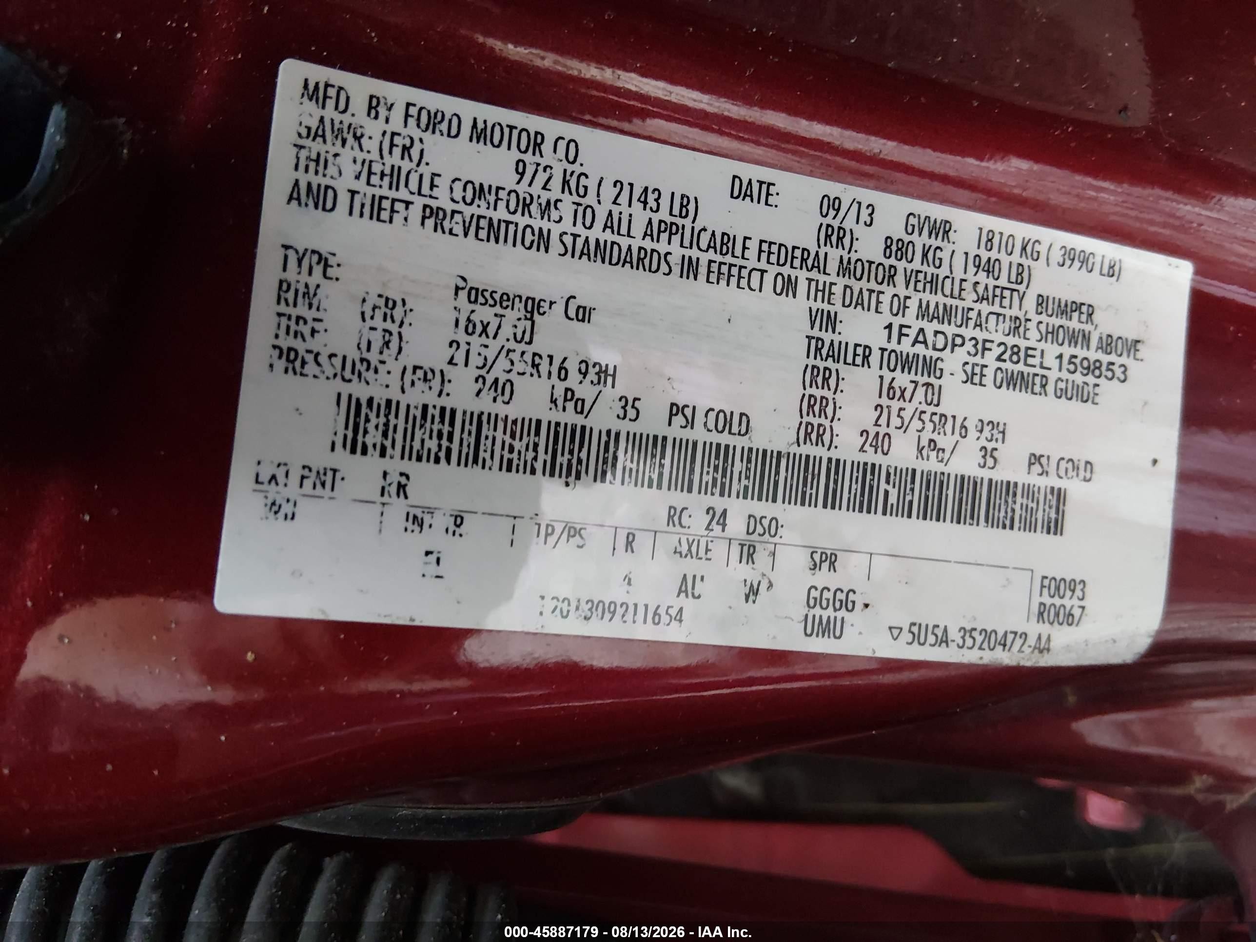 2014 Ford Focus Se Red vin: 1FADP3F28EL159853