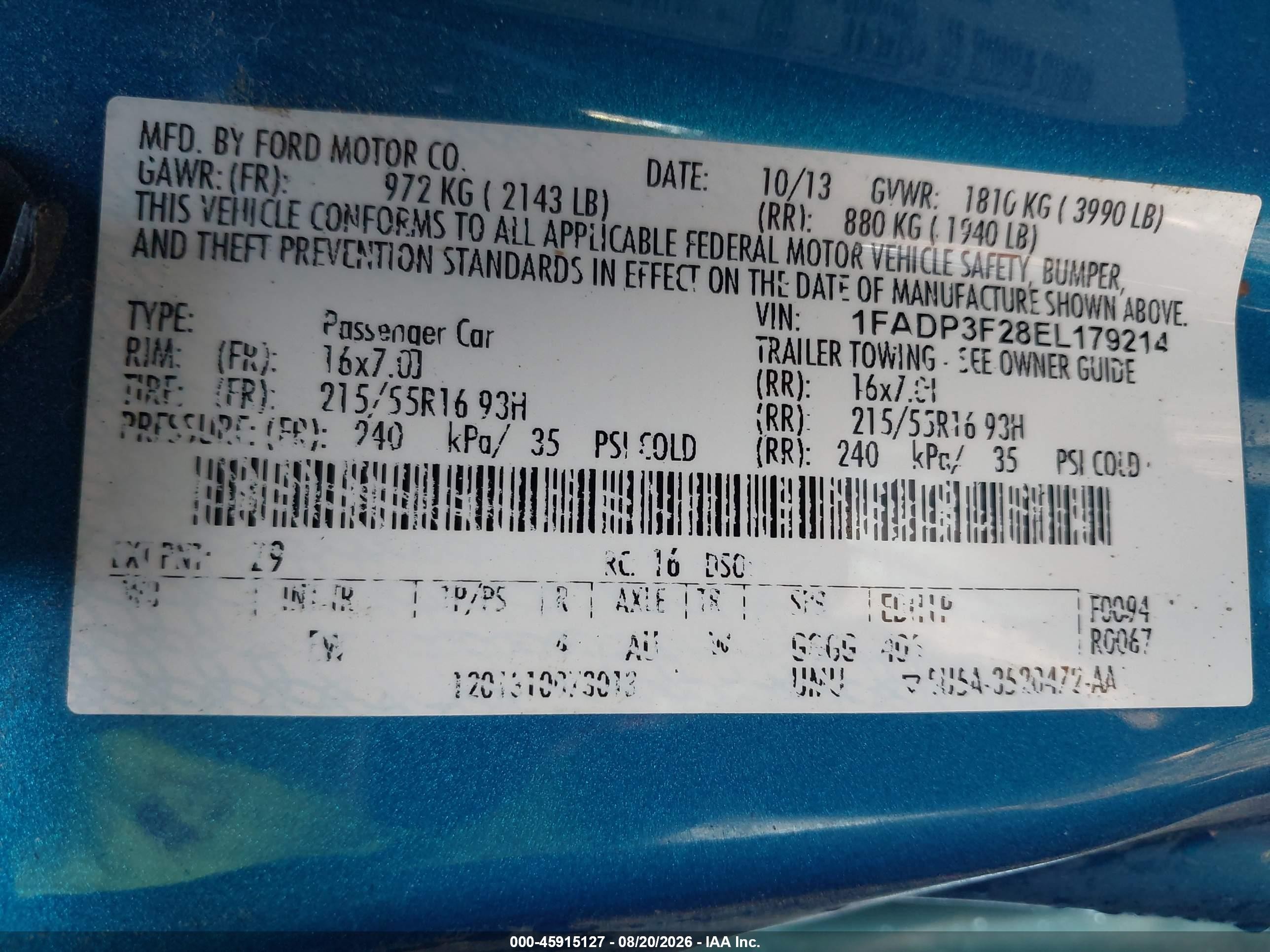 2014 Ford Focus Se Blue vin: 1FADP3F28EL179214