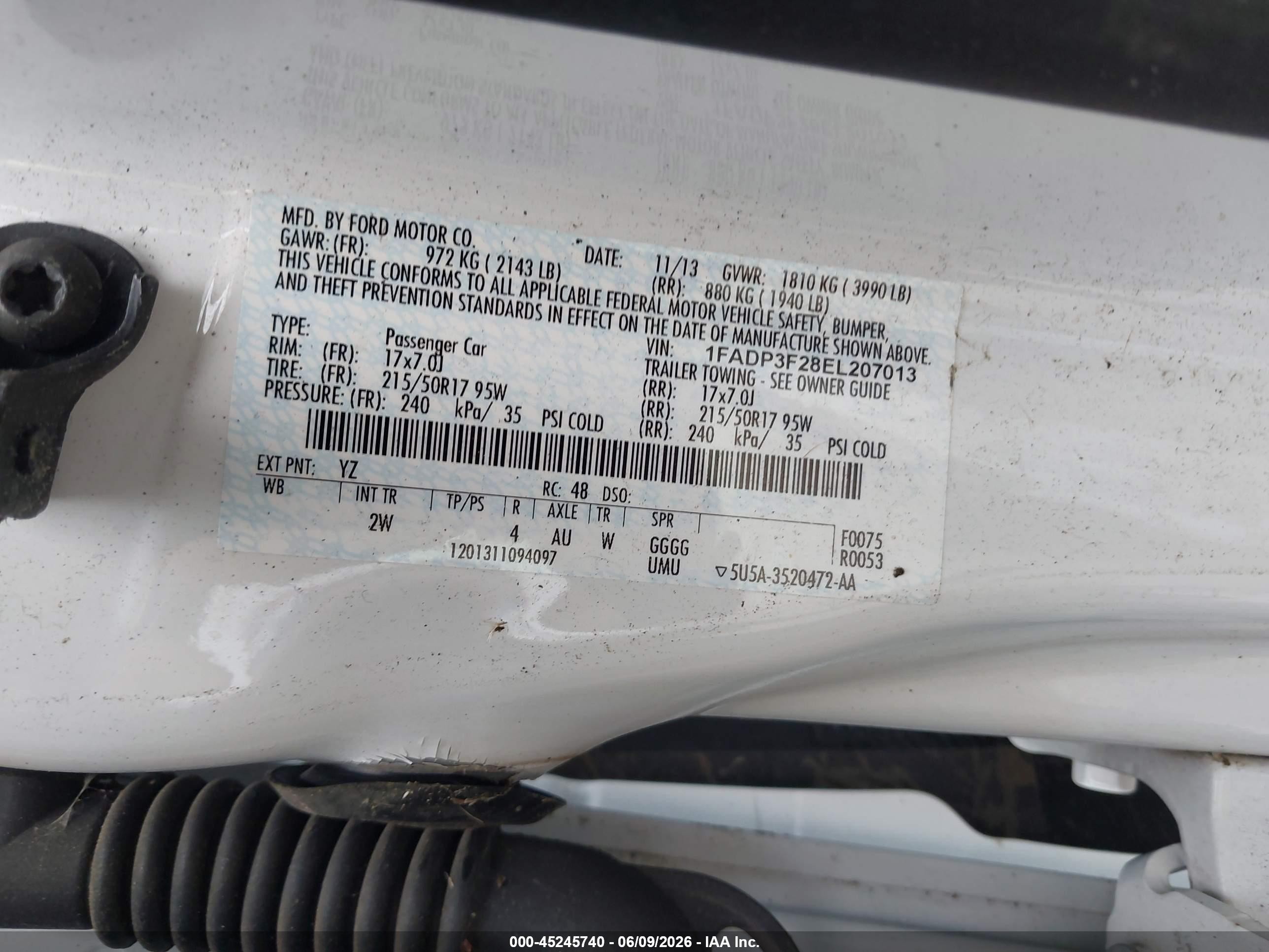 2014 Ford Focus Se White vin: 1FADP3F28EL207013