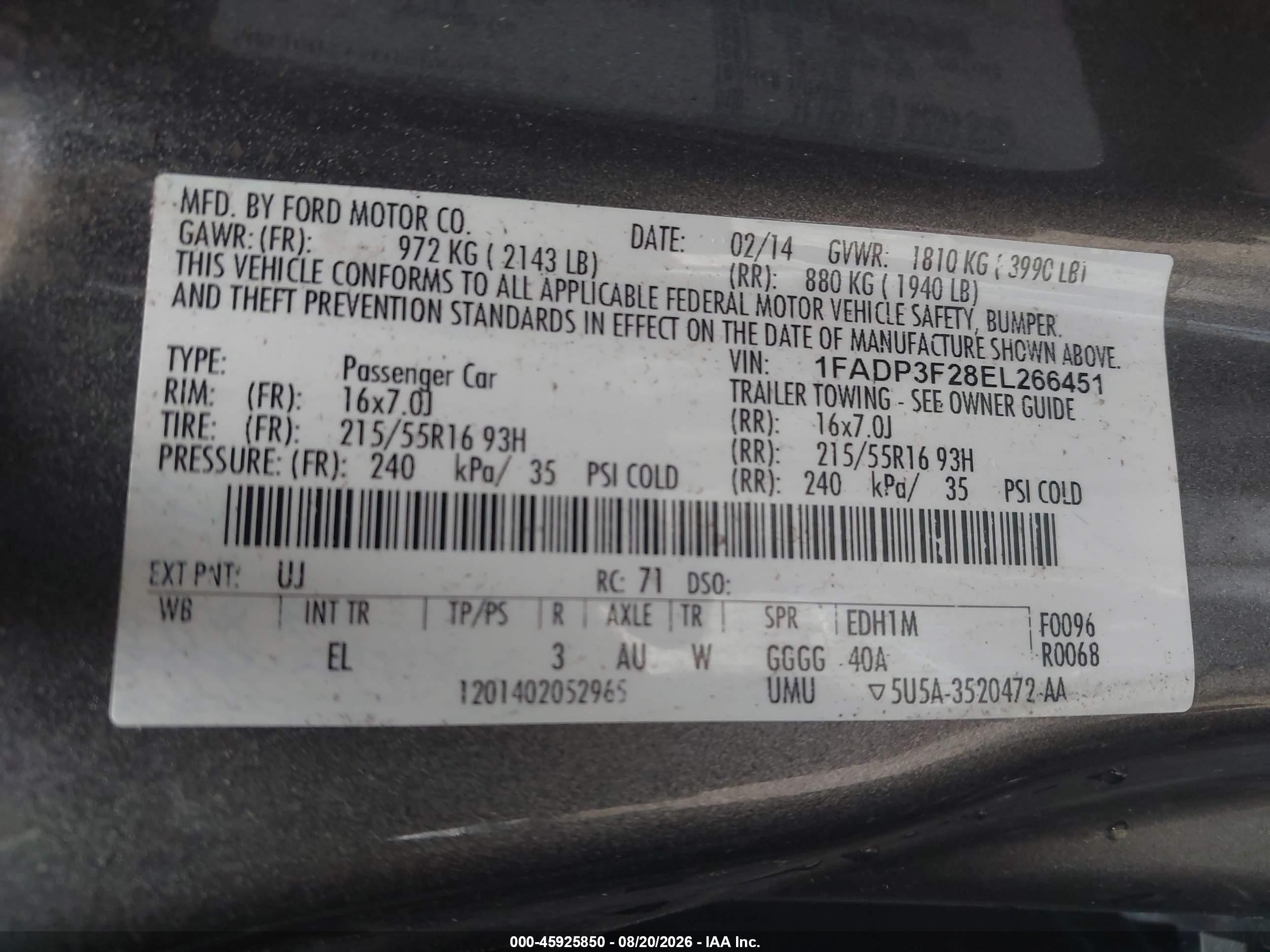 2014 Ford Focus Se Pewter vin: 1FADP3F28EL266451