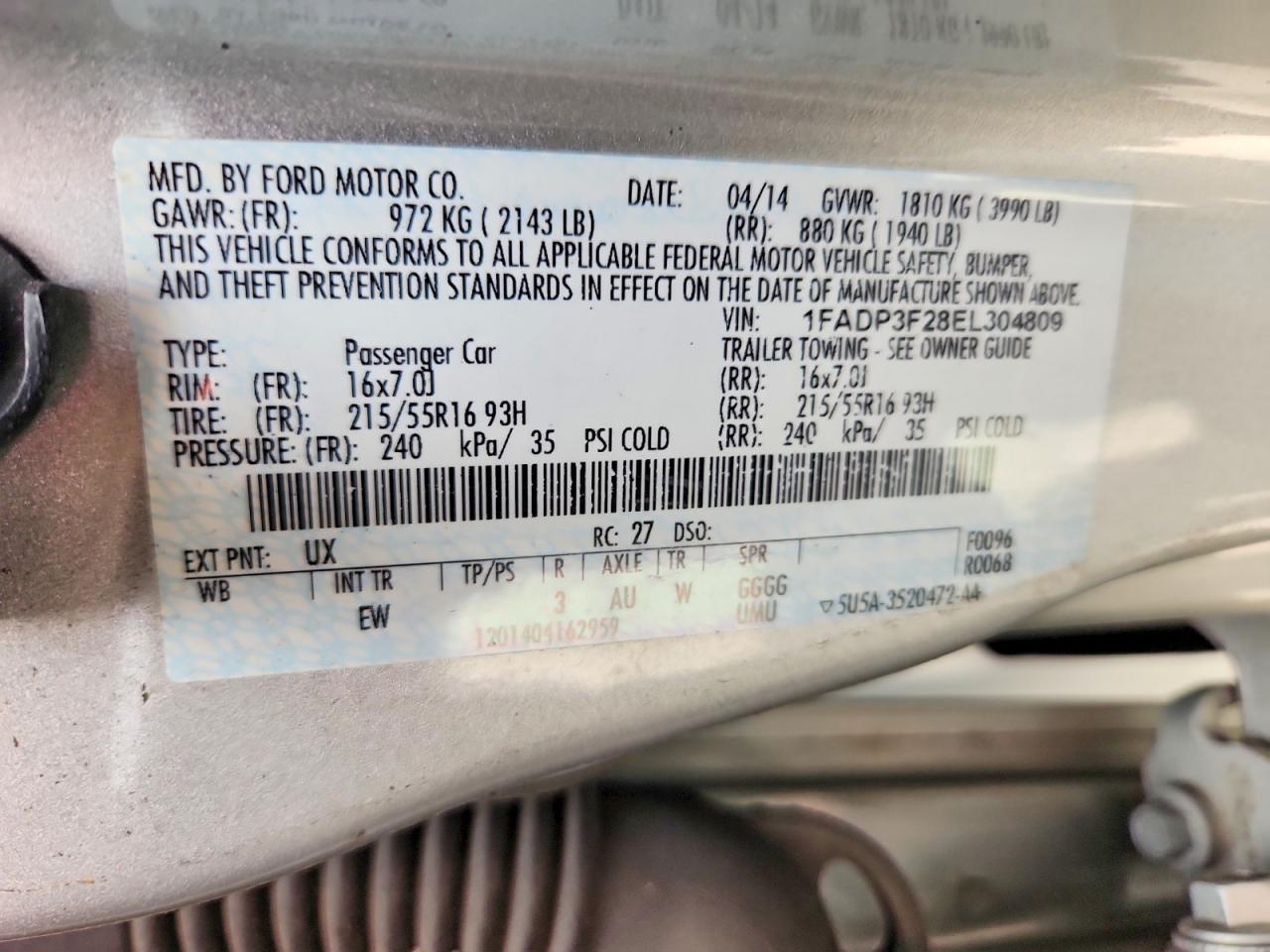 2014 Ford Focus Se Silver vin: 1FADP3F28EL304809
