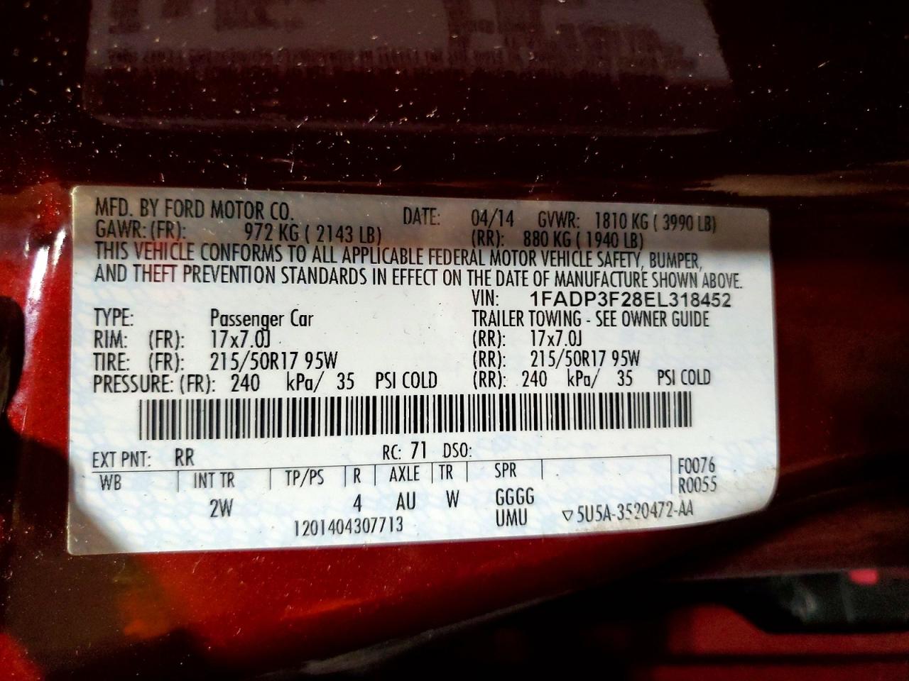 2014 Ford Focus Se Red vin: 1FADP3F28EL318452
