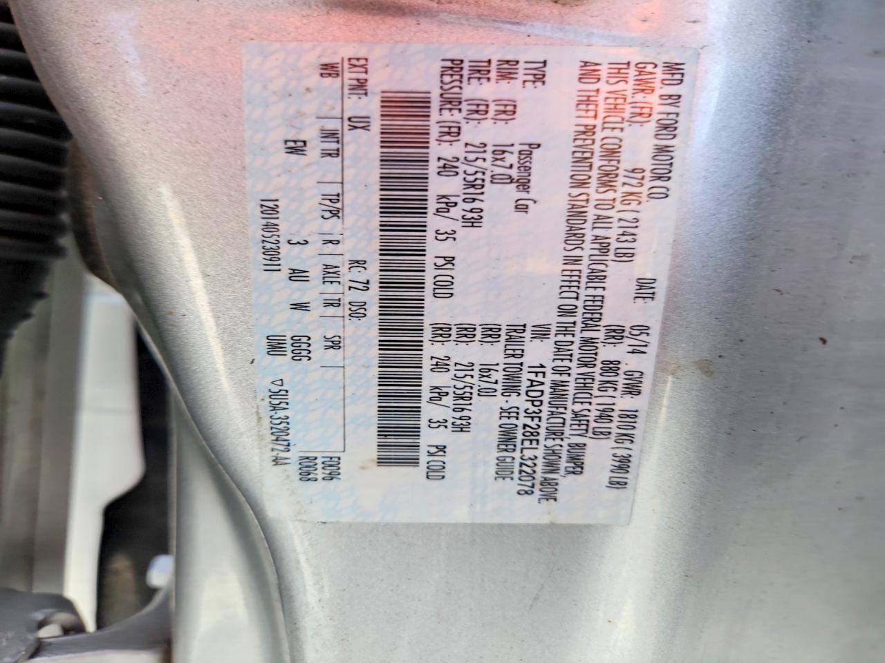 2014 Ford Focus Se Silver vin: 1FADP3F28EL322078