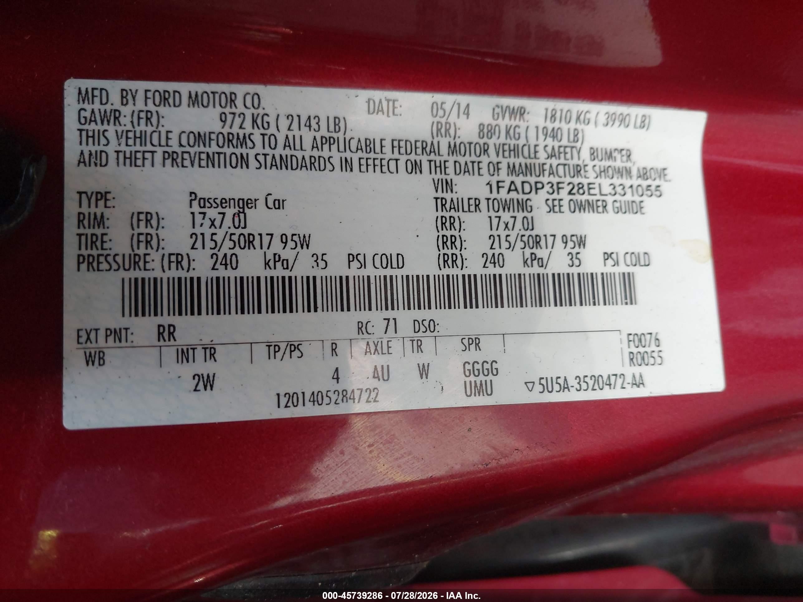 2014 Ford Focus Se Red vin: 1FADP3F28EL331055