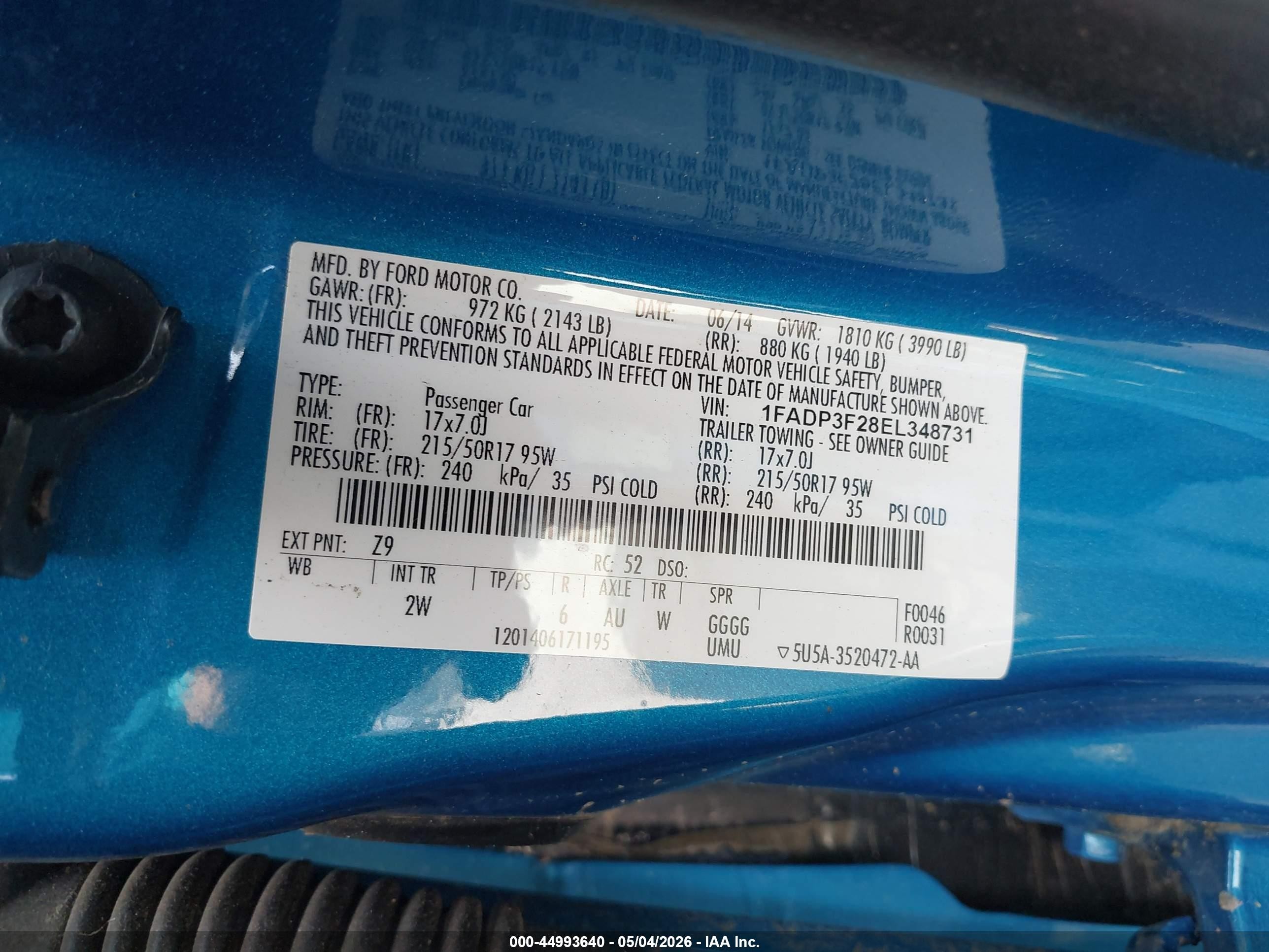 2014 Ford Focus Se Blue vin: 1FADP3F28EL348731