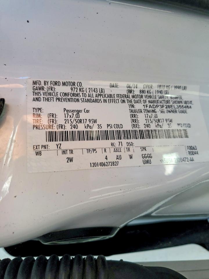 2014 Ford Focus Se Белый vin: 1FADP3F28EL355484