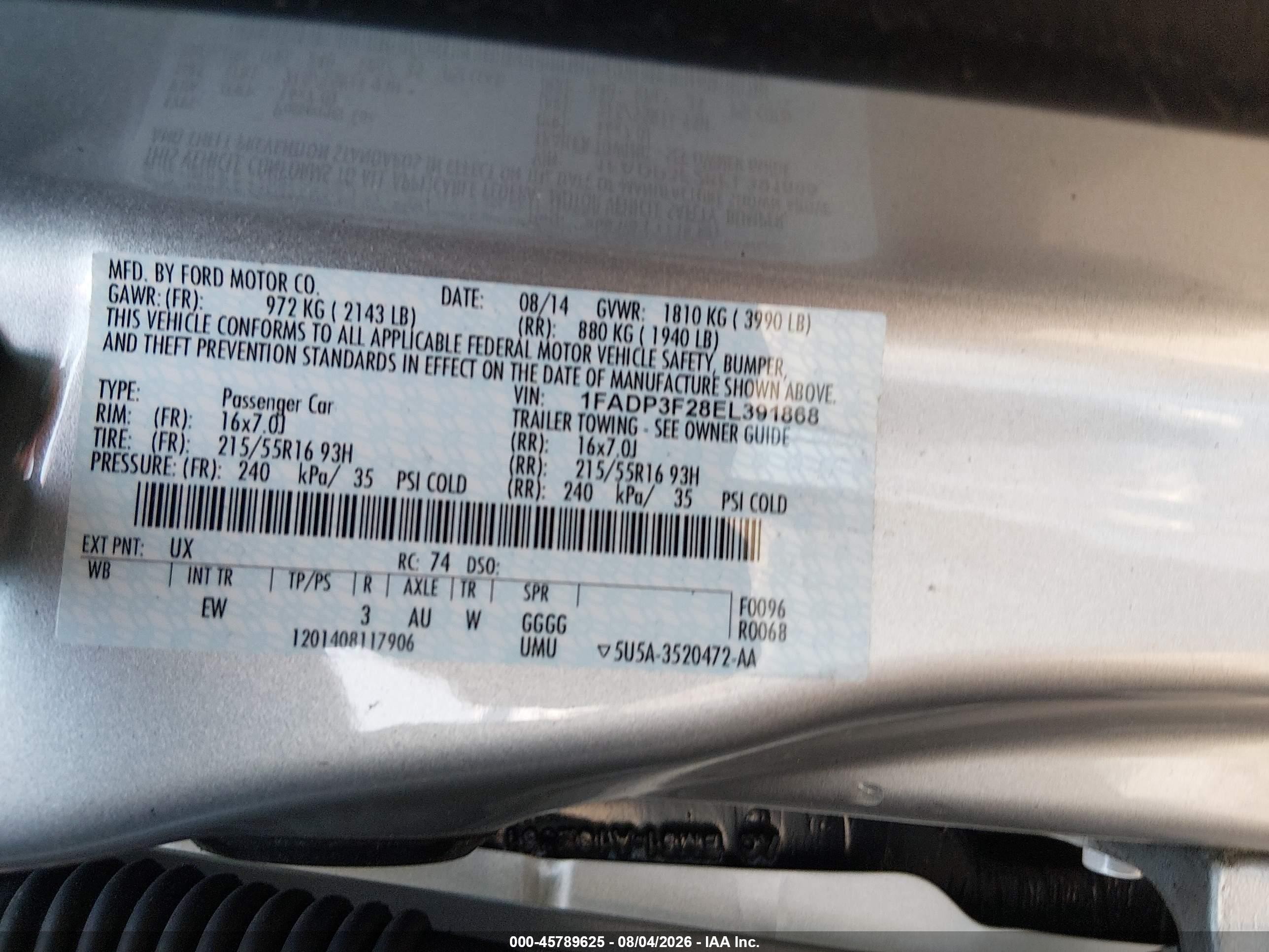 2014 Ford Focus Se Silver vin: 1FADP3F28EL391868