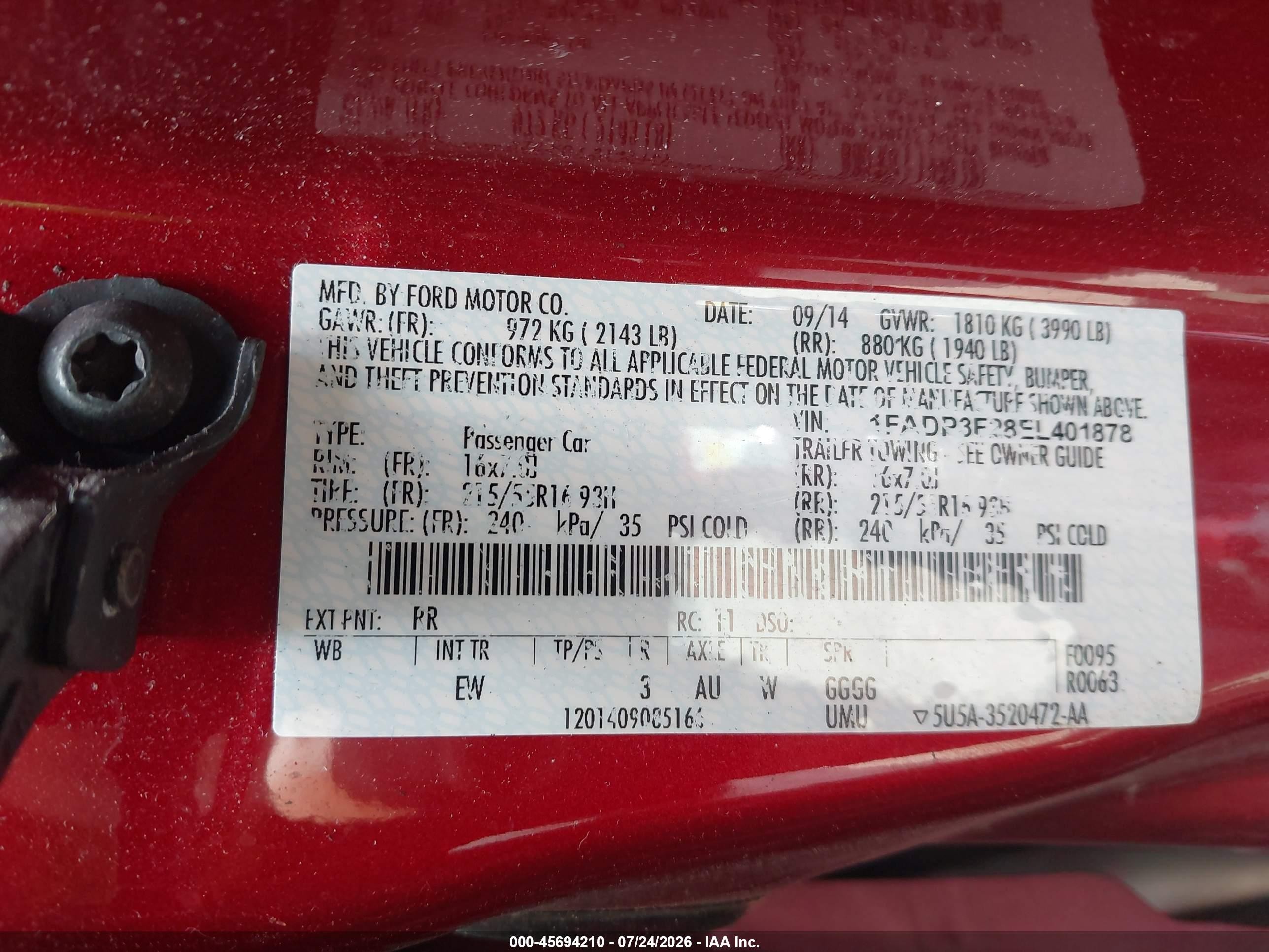 2014 Ford Focus Se Red vin: 1FADP3F28EL401878