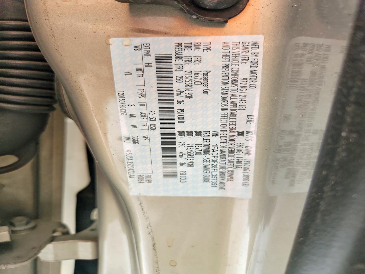 2015 Ford Focus Se Tan vin: 1FADP3F28FL357351