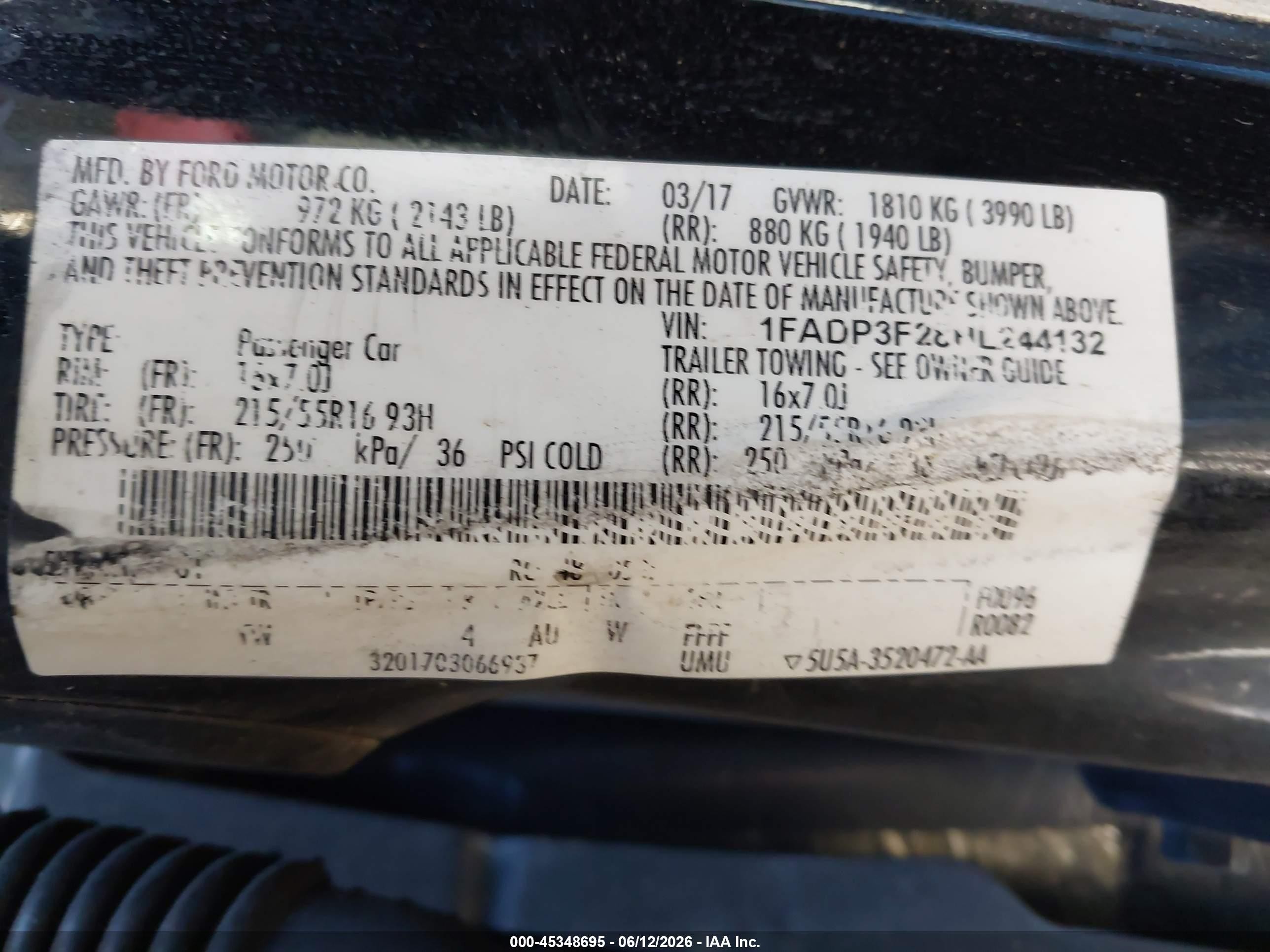 2017 Ford Focus Se Black vin: 1FADP3F28HL244132