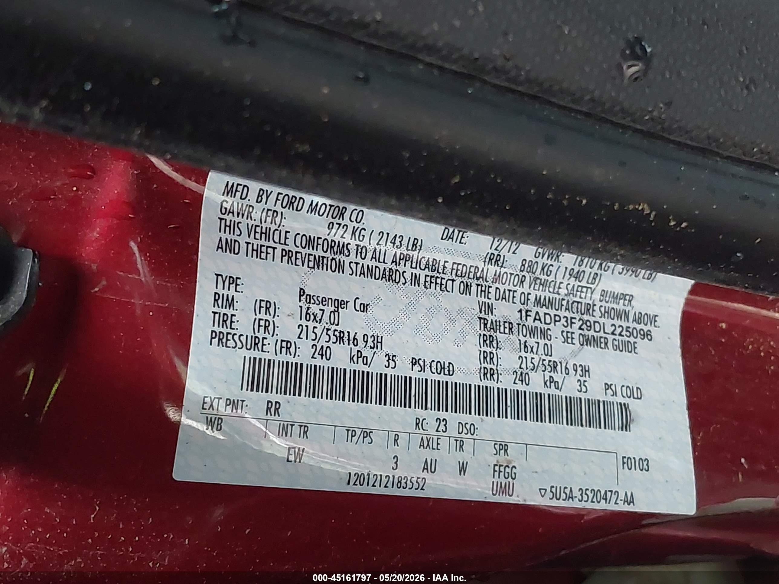 2013 Ford Focus Se Бордовый vin: 1FADP3F29DL225096
