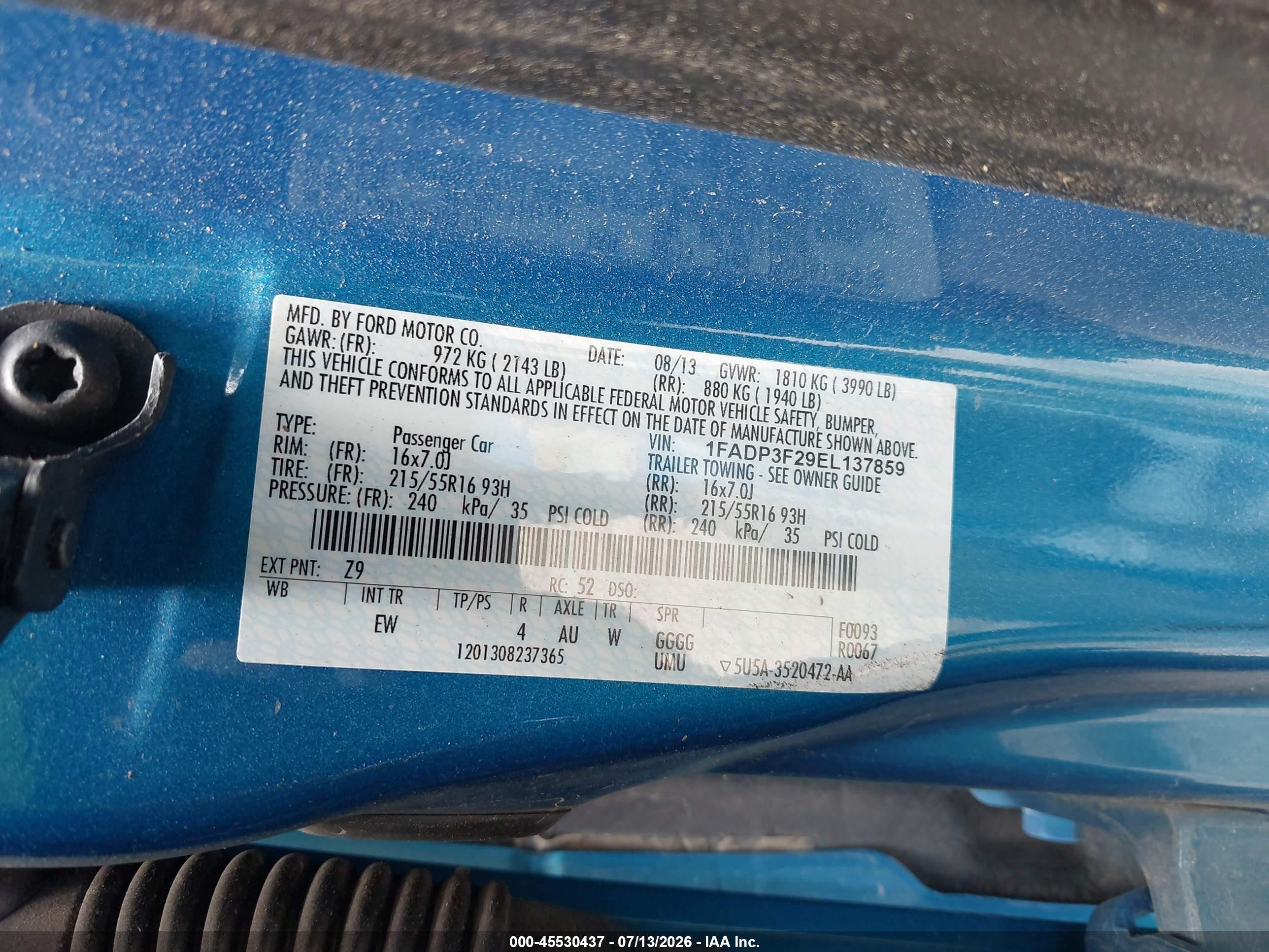 2014 Ford Focus Se Blue vin: 1FADP3F29EL137859