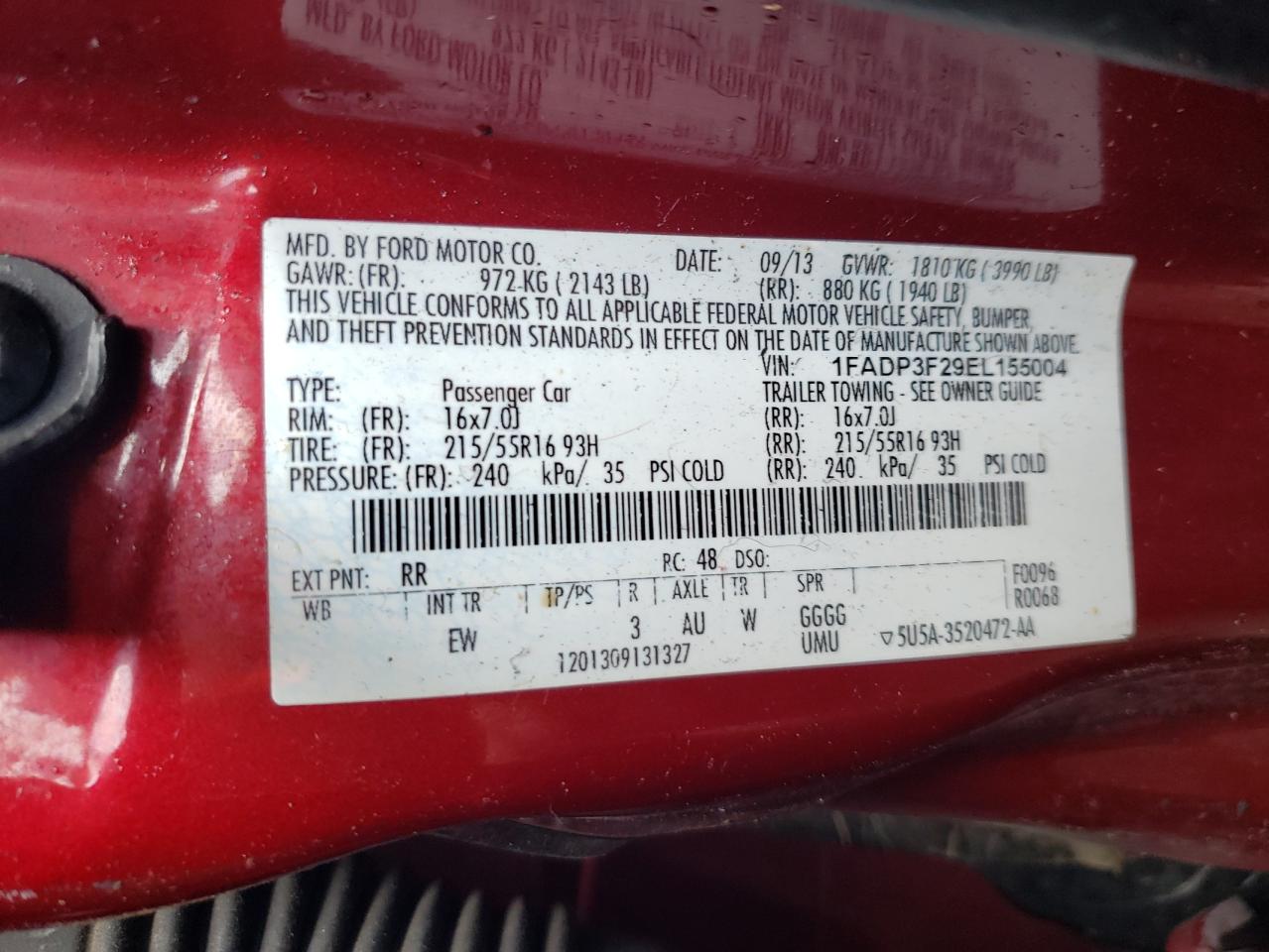 2014 Ford Focus Se Red vin: 1FADP3F29EL155004