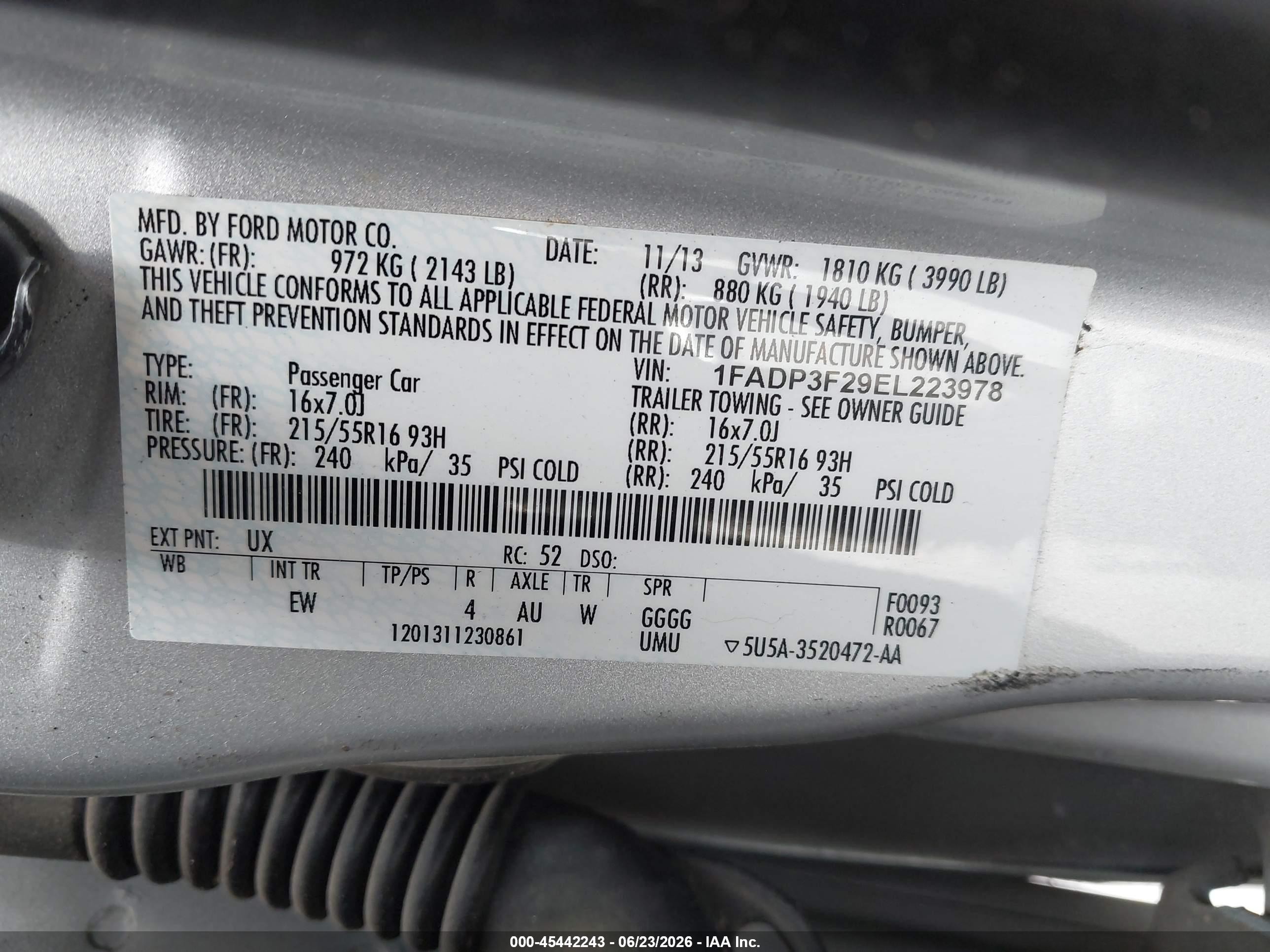 2014 Ford Focus Se Silver vin: 1FADP3F29EL223978