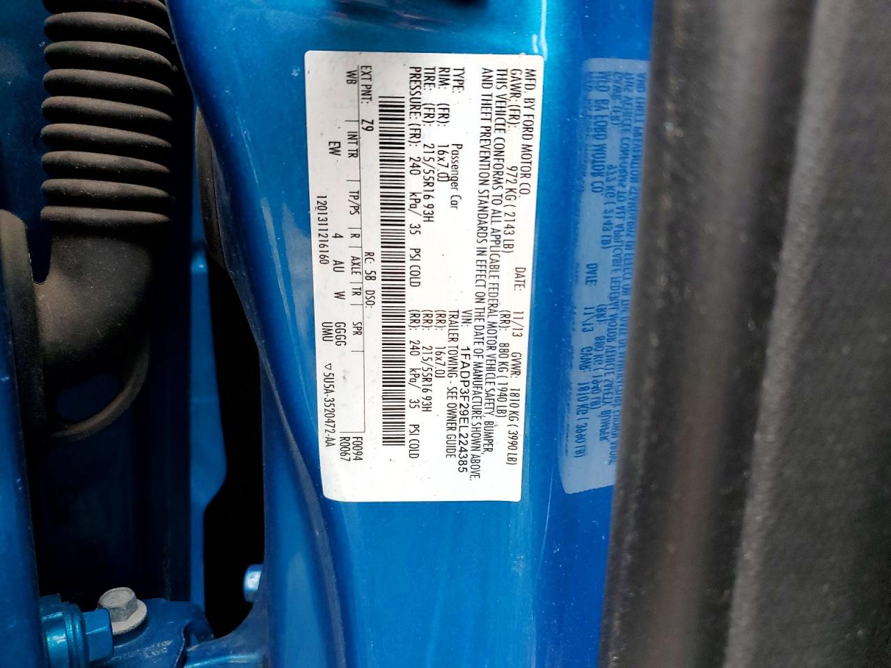 2014 Ford Focus Se Blue vin: 1FADP3F29EL224385