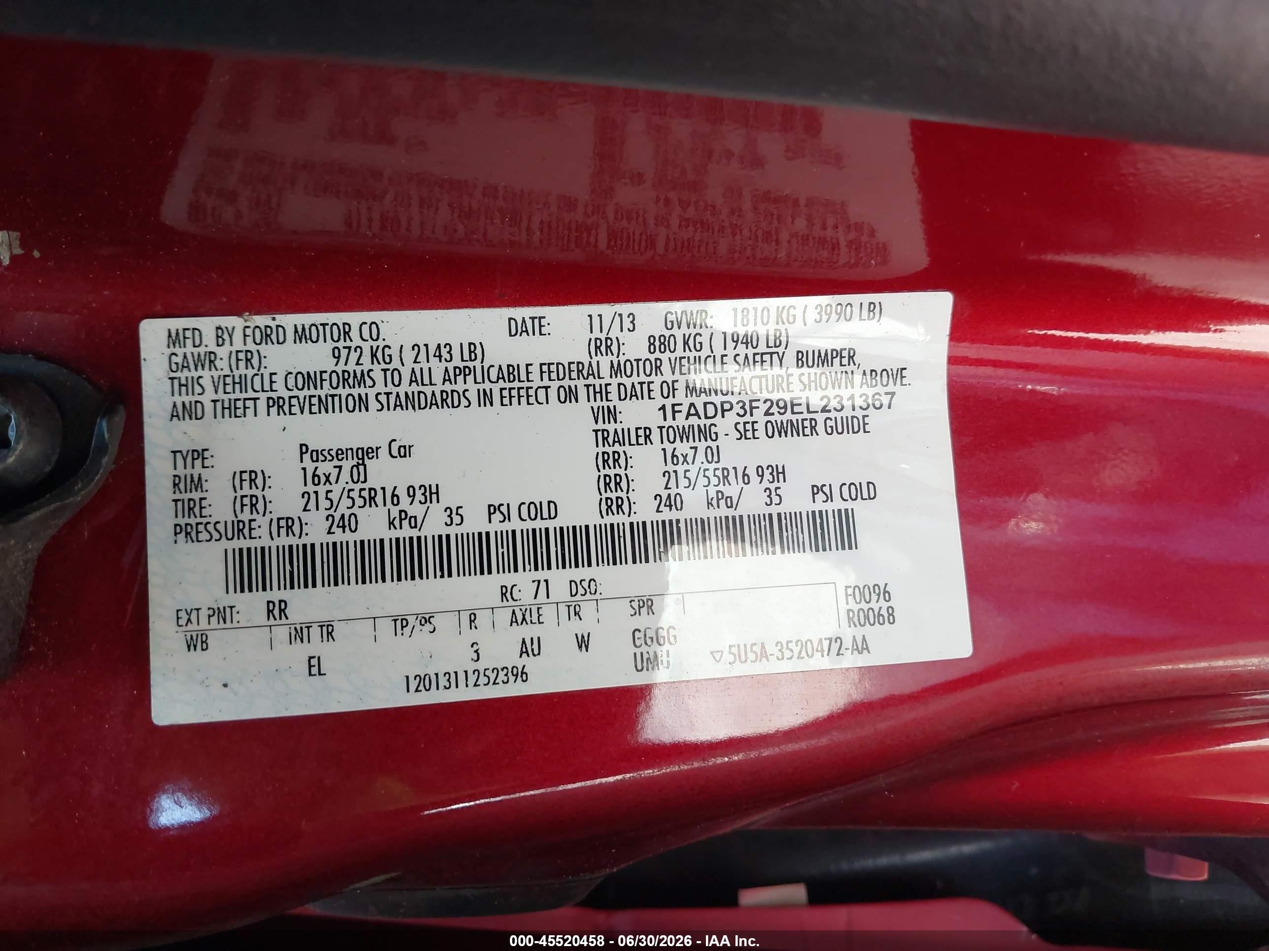2014 Ford Focus Se Red vin: 1FADP3F29EL231367