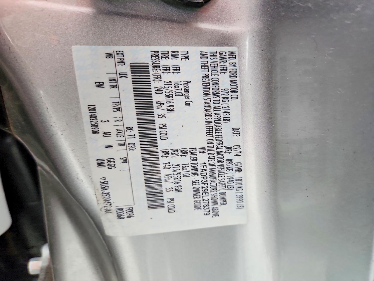 2014 Ford Focus Se Silver vin: 1FADP3F29EL278379