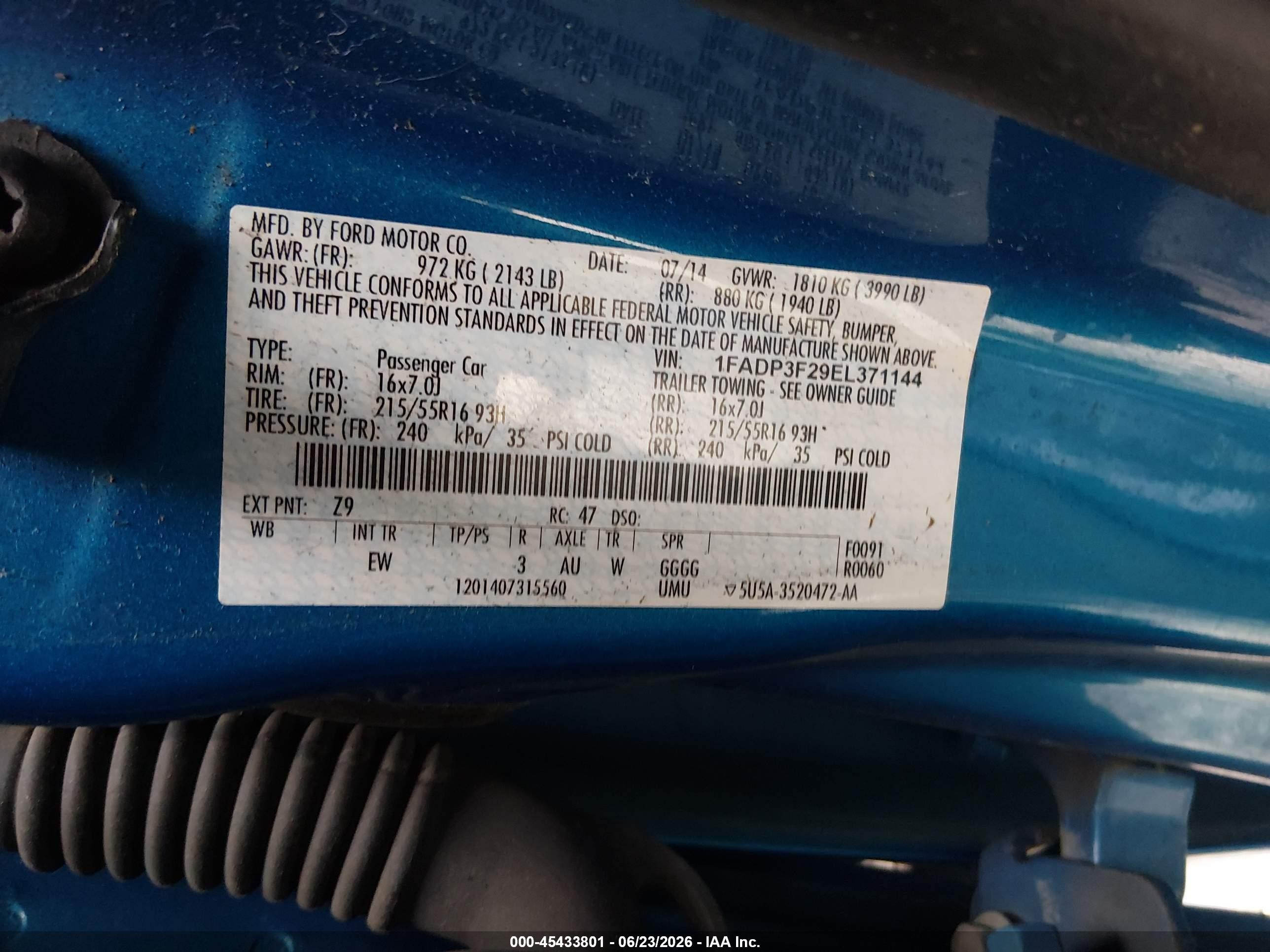 2014 Ford Focus Se Blue vin: 1FADP3F29EL371144