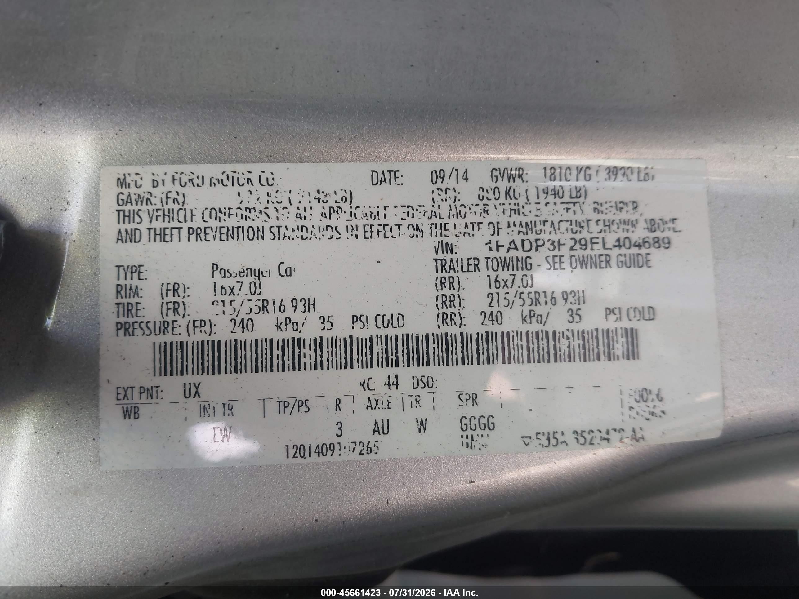2014 Ford Focus Se Silver vin: 1FADP3F29EL404689