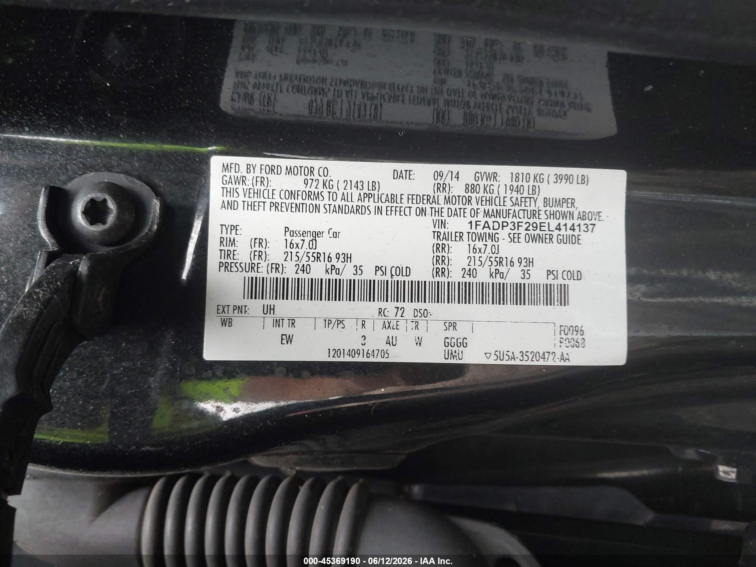 2014 Ford Focus Se Black vin: 1FADP3F29EL414137