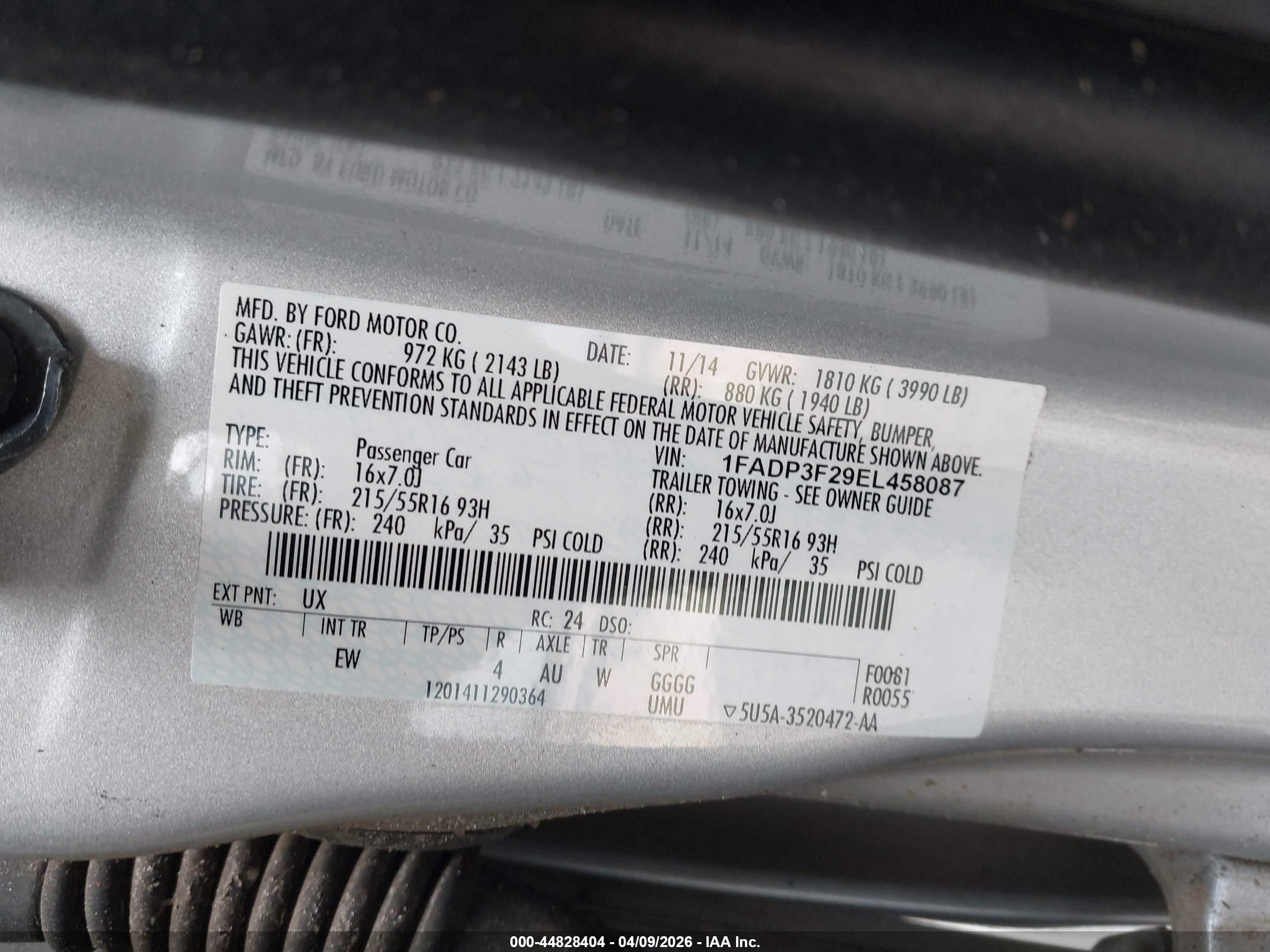 2014 Ford Focus Se Silver vin: 1FADP3F29EL458087