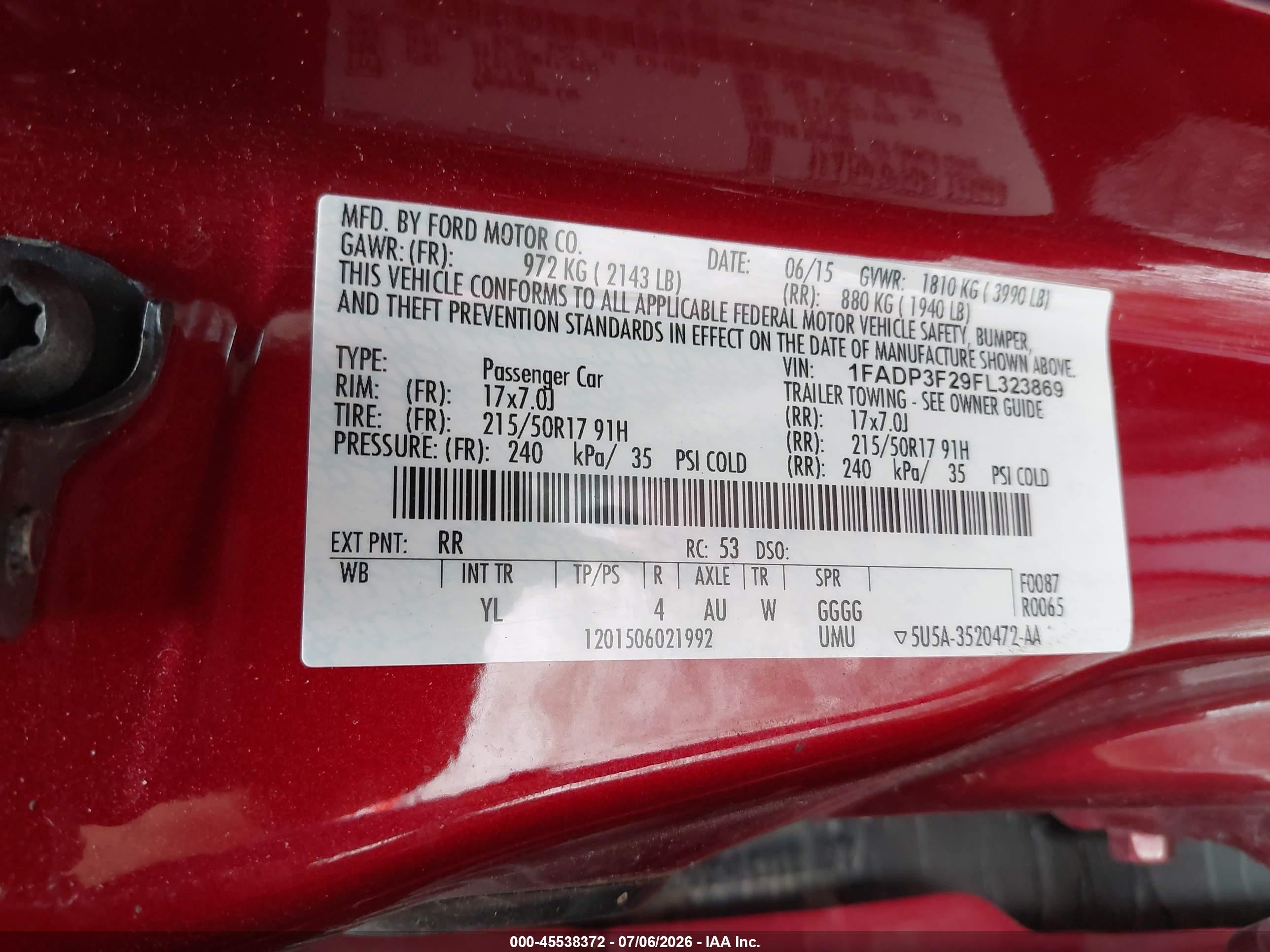 2015 Ford Focus Se Red vin: 1FADP3F29FL323869