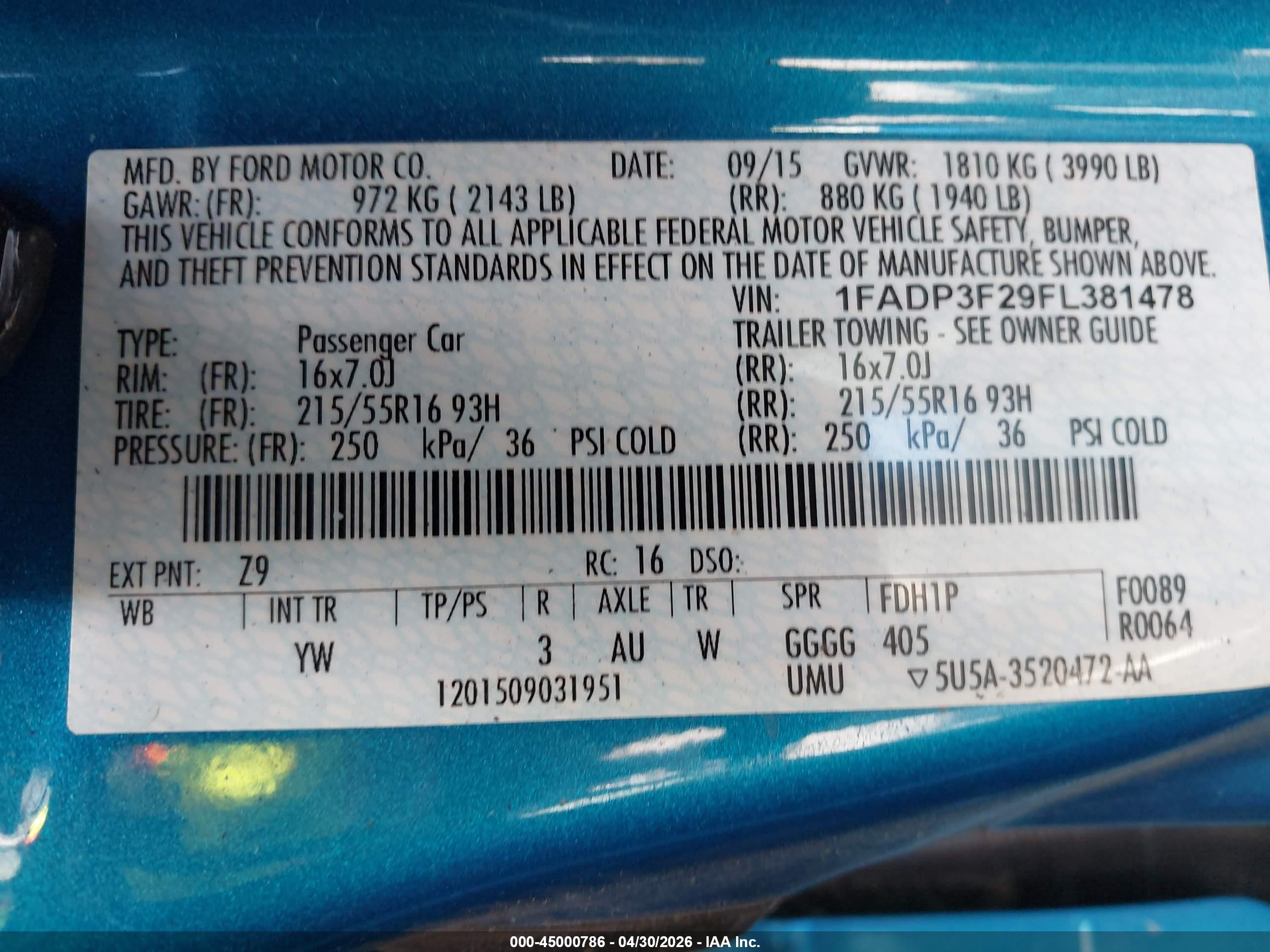2015 Ford Focus Se Blue vin: 1FADP3F29FL381478