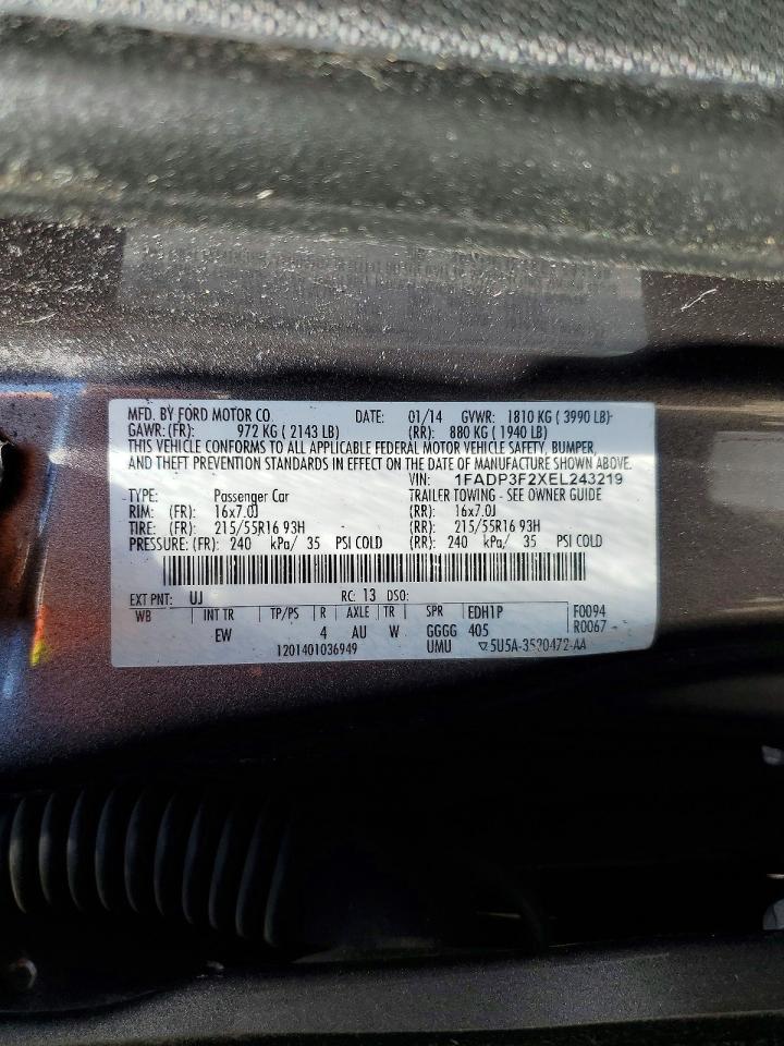 2014 Ford Focus Se Gray vin: 1FADP3F2XEL243219