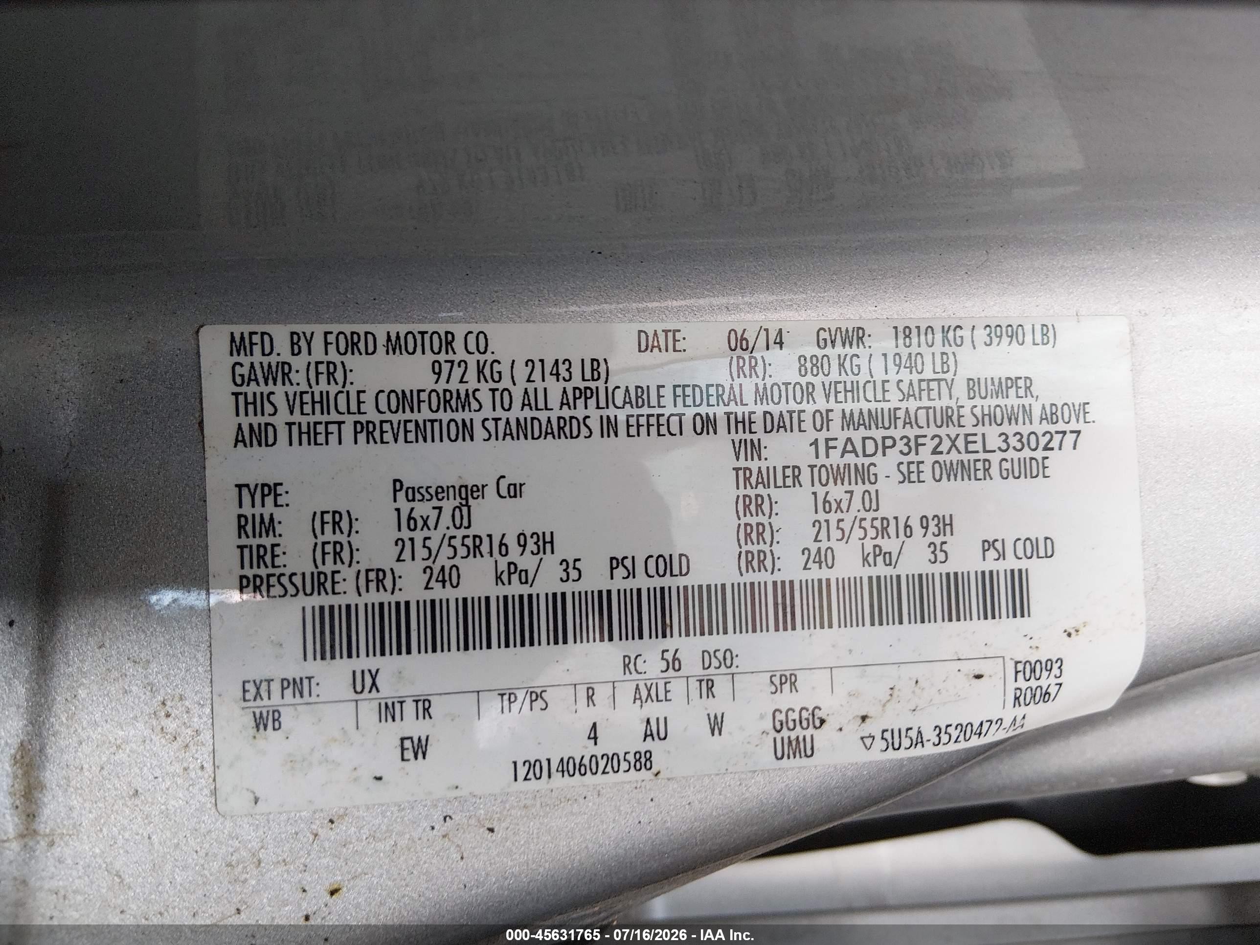 2014 Ford Focus Se Silver vin: 1FADP3F2XEL330277