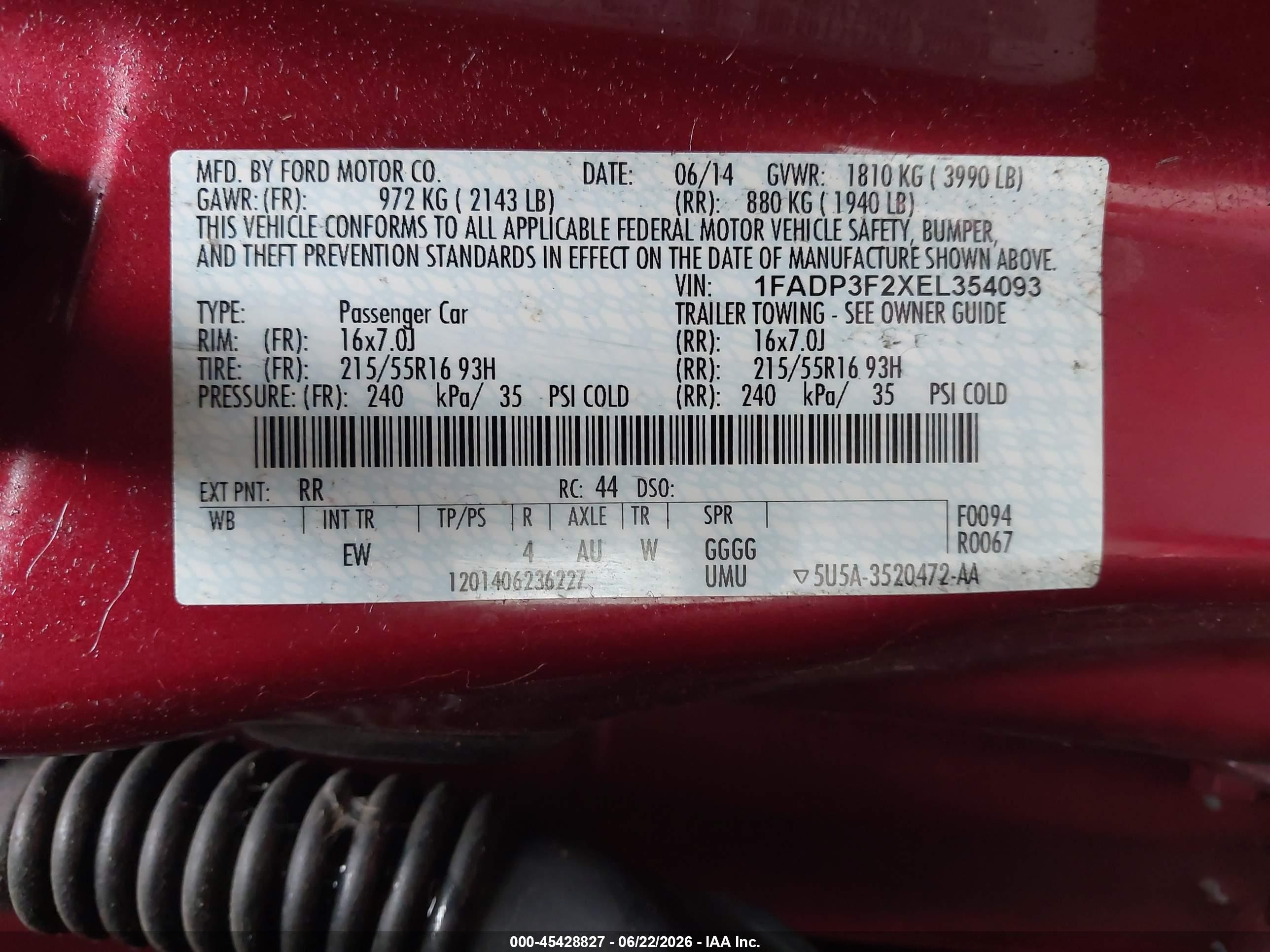 2014 Ford Focus Se Red vin: 1FADP3F2XEL354093