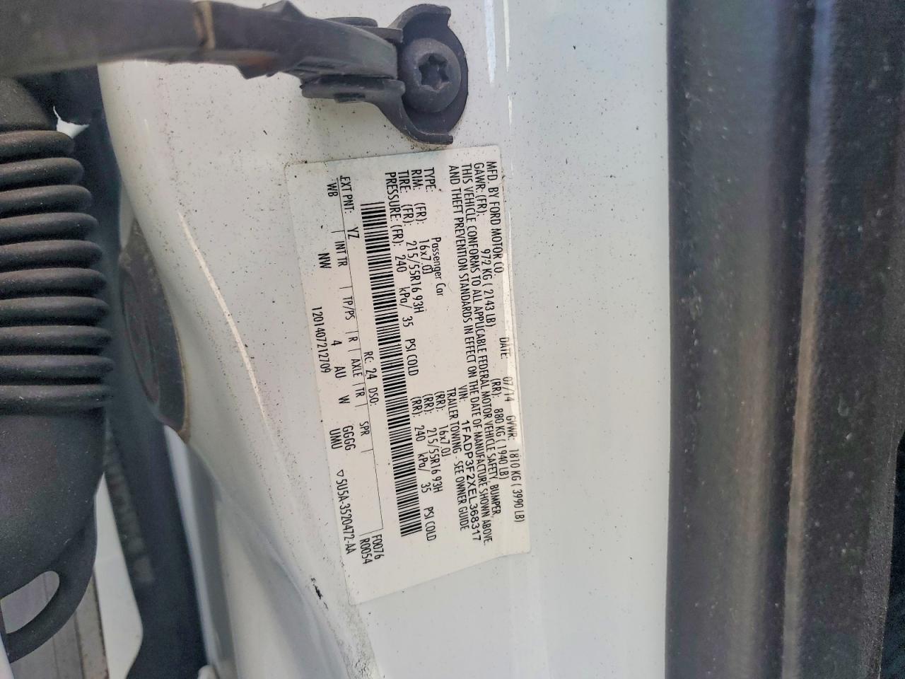 2014 Ford Focus Se White vin: 1FADP3F2XEL368317