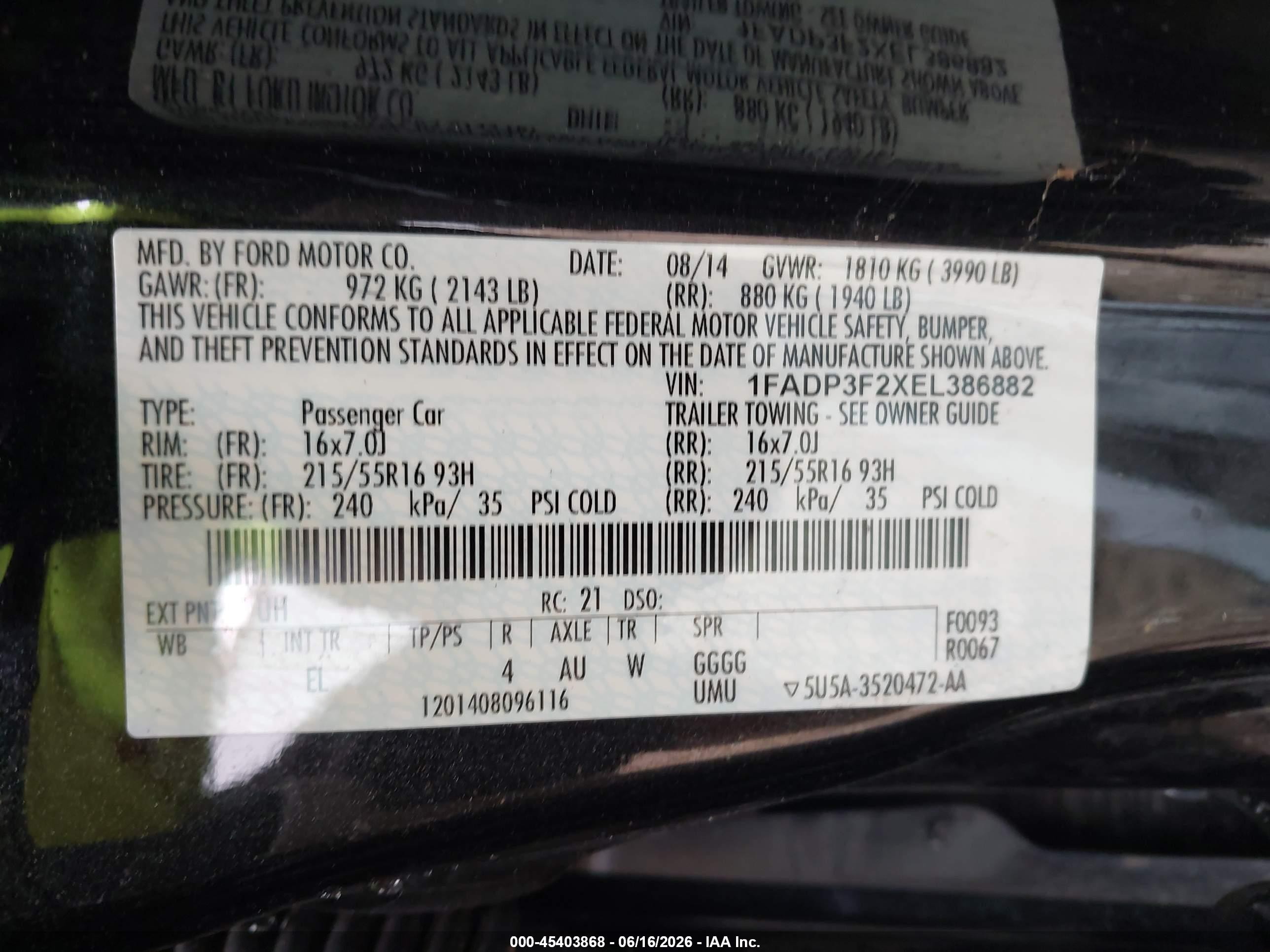 2014 Ford Focus Se Black vin: 1FADP3F2XEL386882