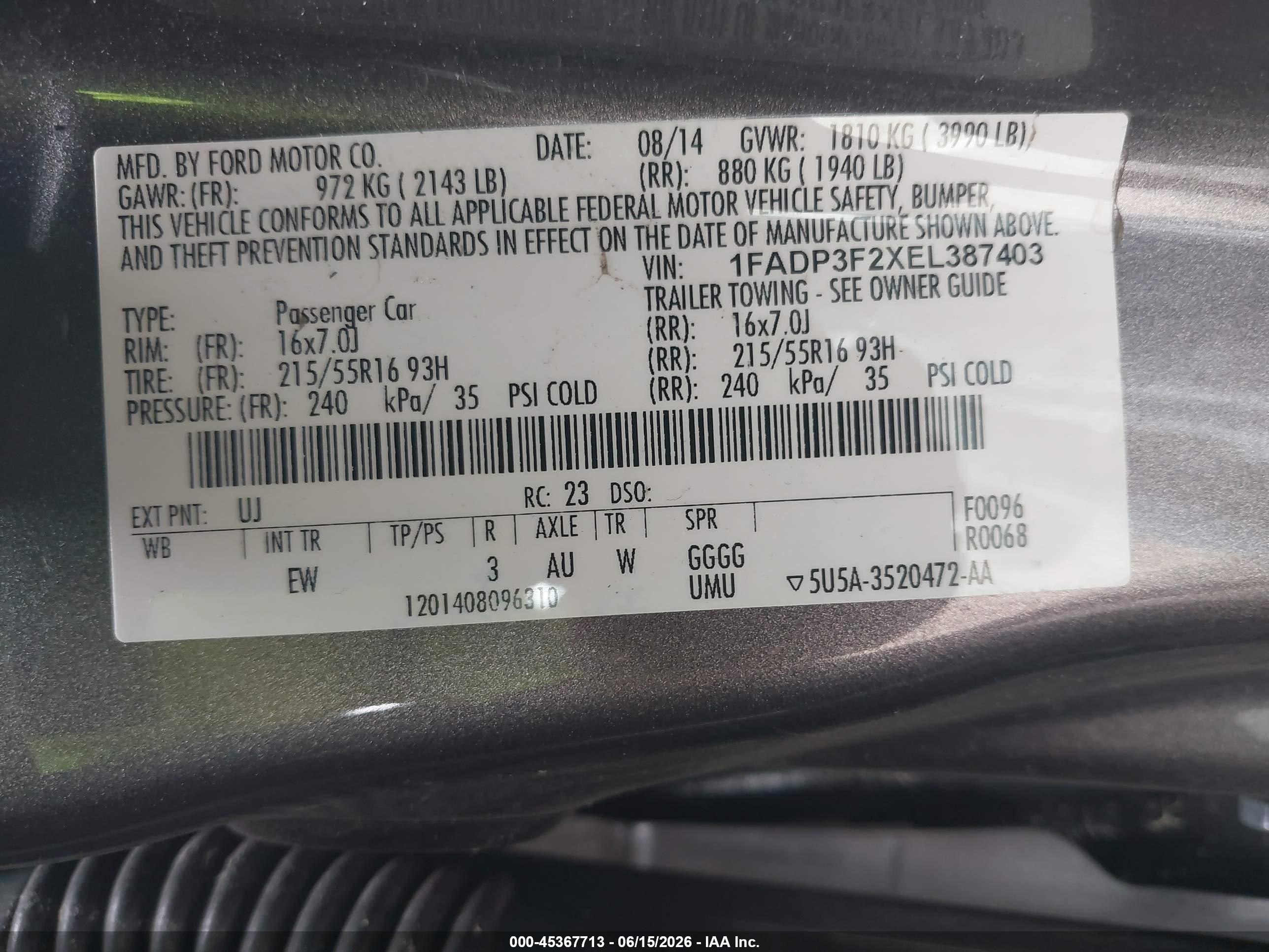 2014 Ford Focus Se Gray vin: 1FADP3F2XEL387403