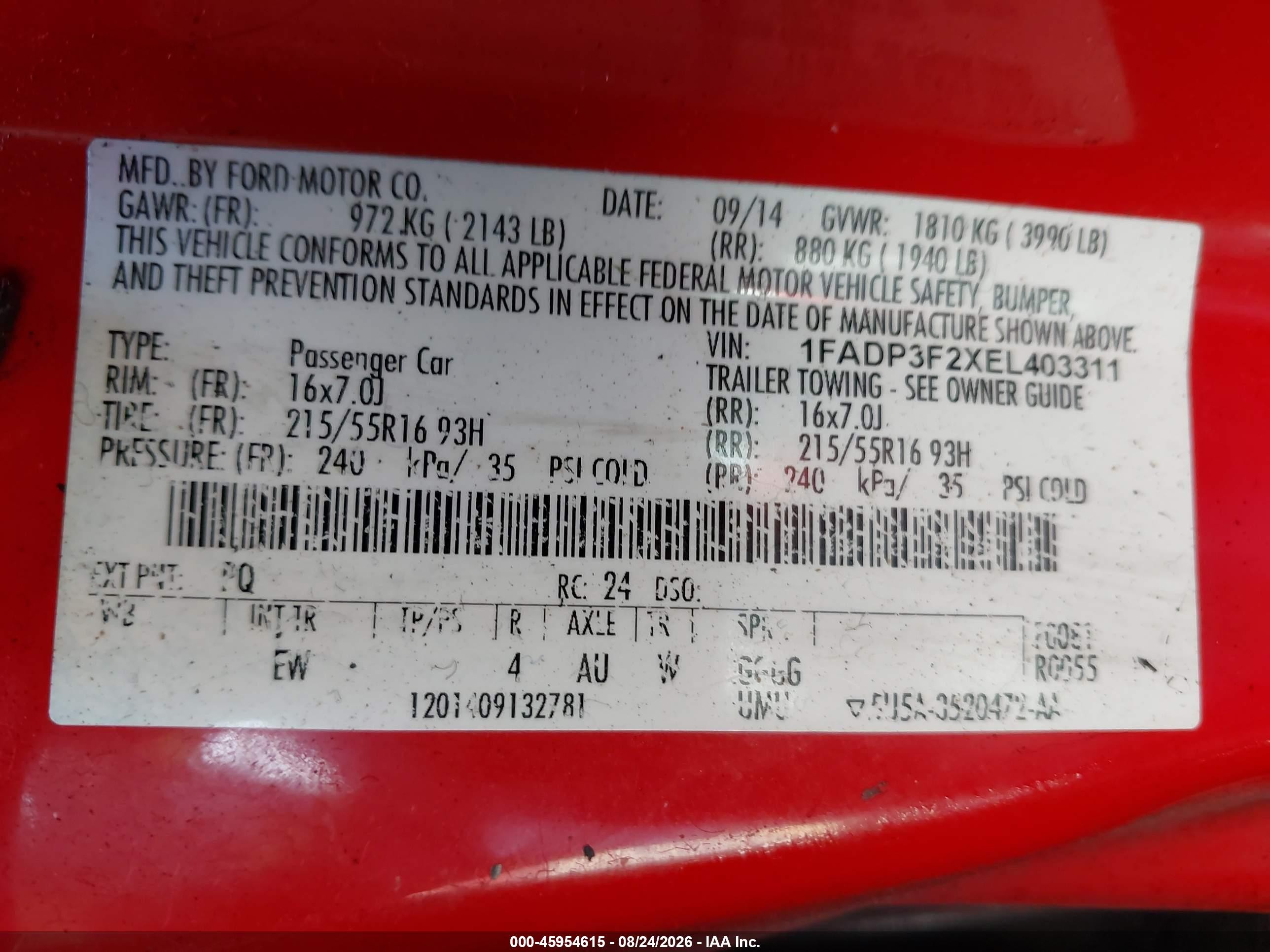 2014 Ford Focus Se Red vin: 1FADP3F2XEL403311