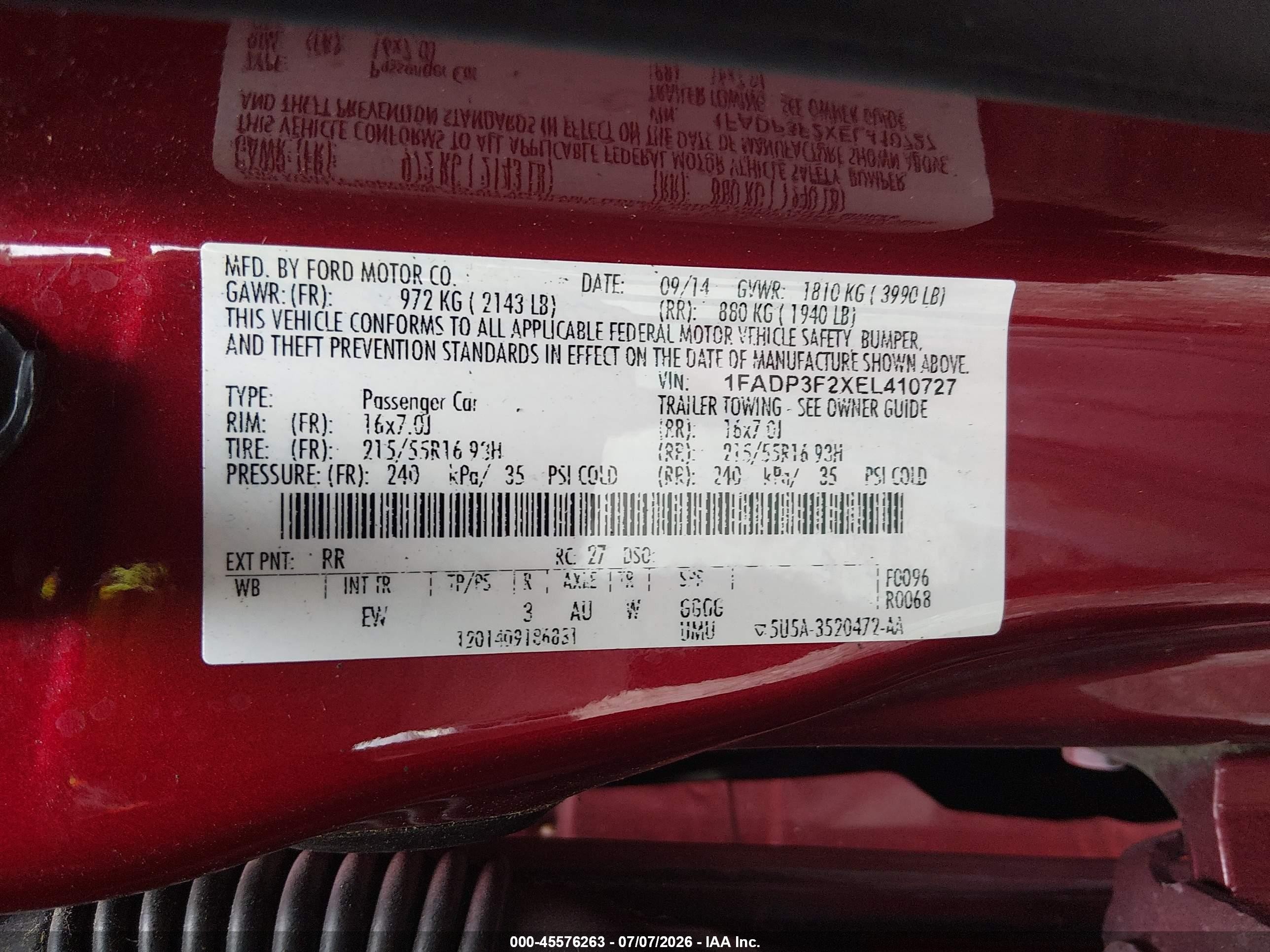2014 Ford Focus Se Red vin: 1FADP3F2XEL410727