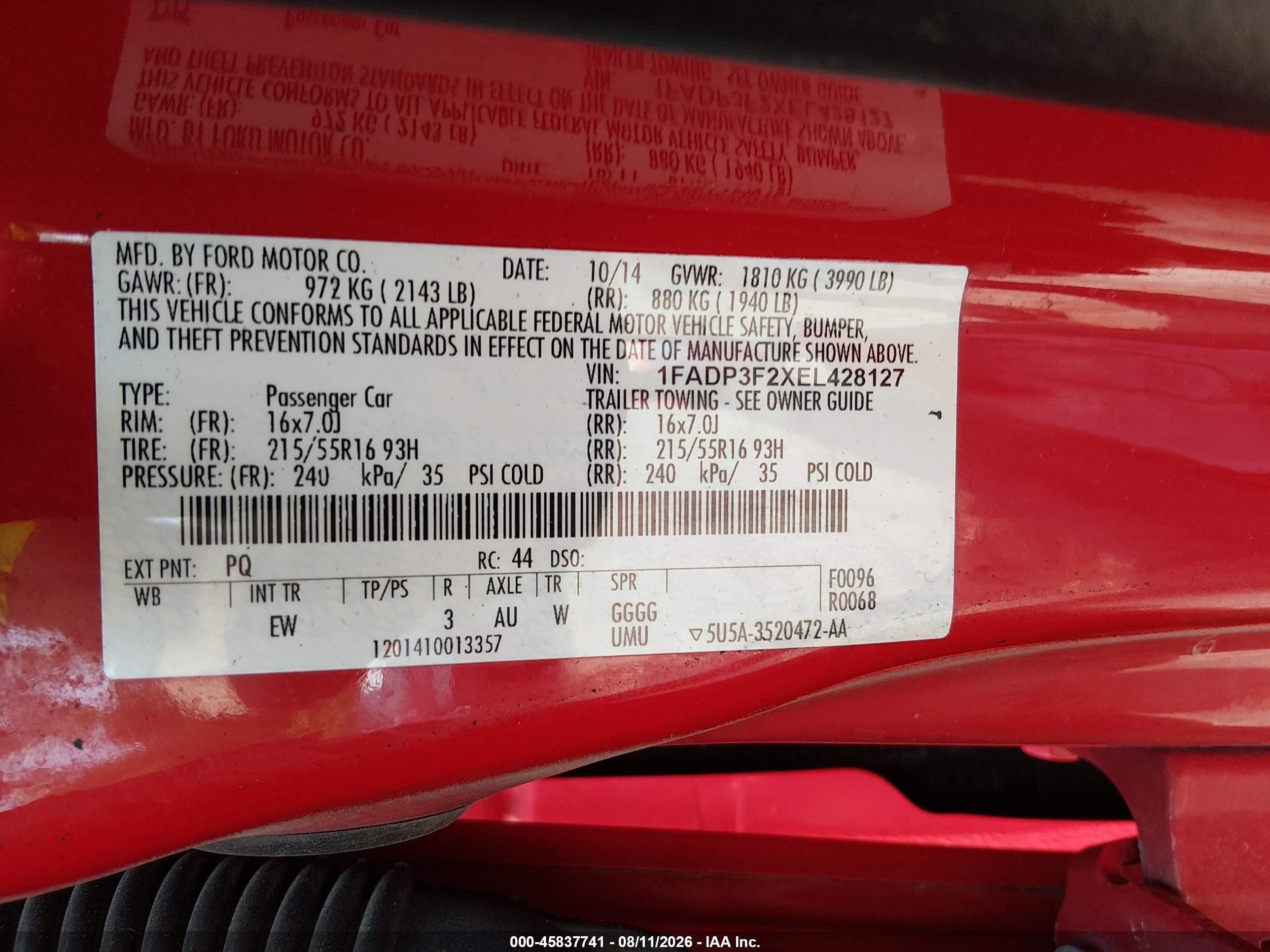 2014 Ford Focus Se Red vin: 1FADP3F2XEL428127